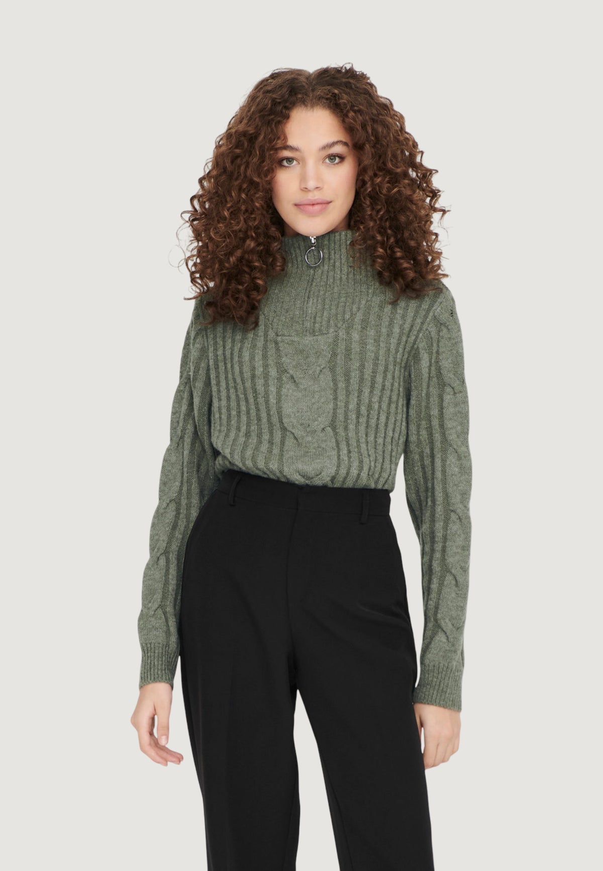 Pullover Jacqueline de Yong JDYANDREA L/S ZIP CABLE PULLOVE KNT NOOS