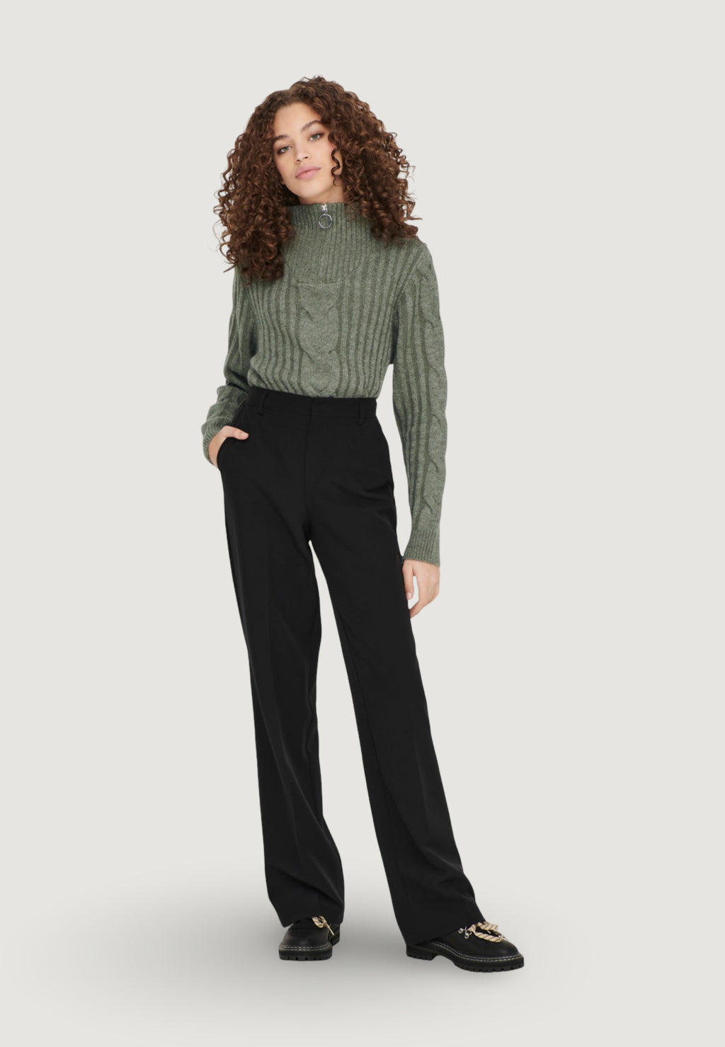 Pullover Jacqueline de Yong JDYANDREA L/S ZIP CABLE PULLOVE KNT NOOS