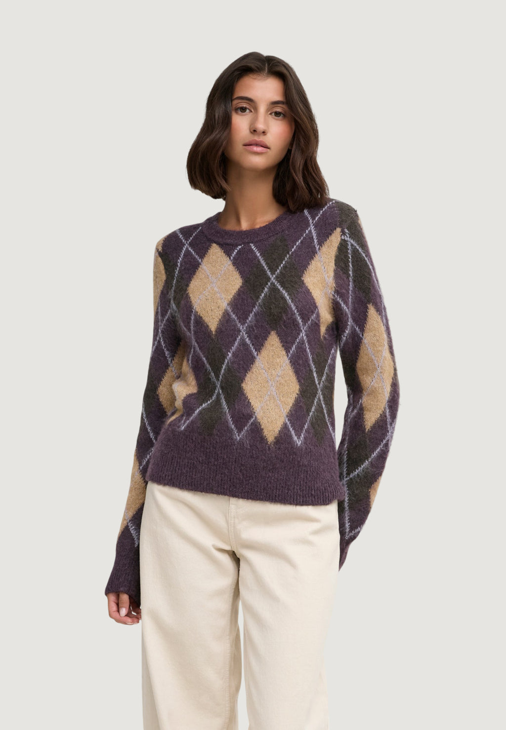Pullover Jacqueline de Yong Jdyreese L/S O-Neck Argyle Pullover Knt