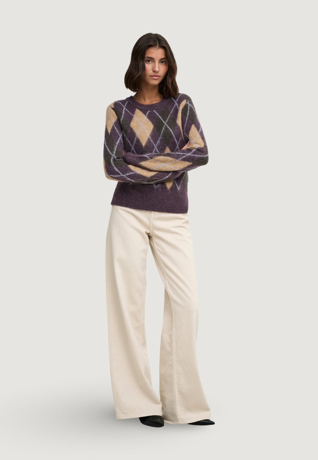 Pullover Jacqueline de Yong Jdyreese L/S O-Neck Argyle Pullover Knt