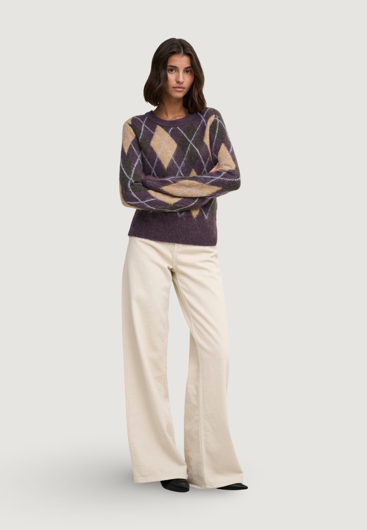 Pullover Jacqueline de Yong Jdyreese L/S O-Neck Argyle Pullover Knt