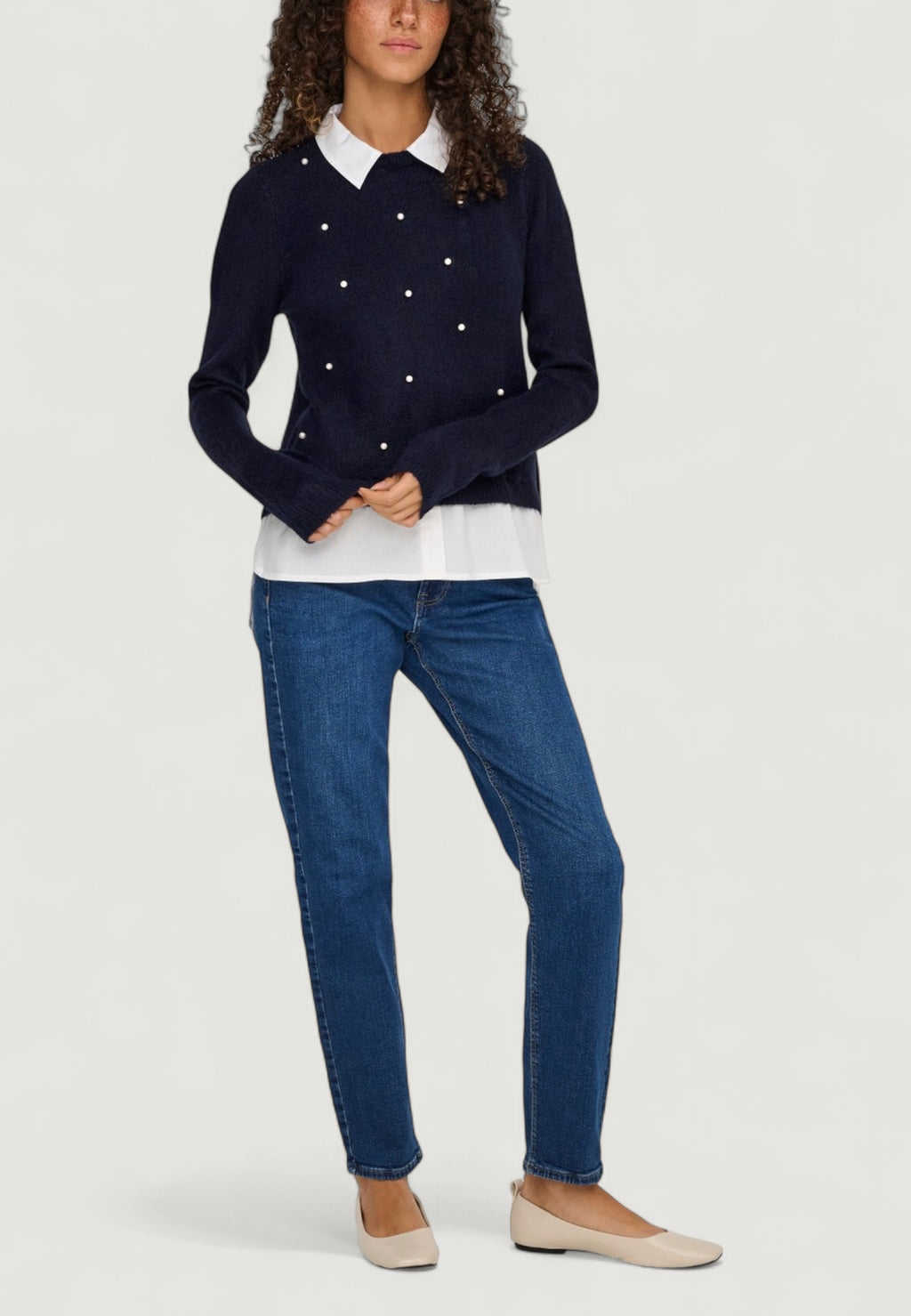 Maglione Only ONLDOLLY LS WOVEN MIX PEARL PULL CC KNT