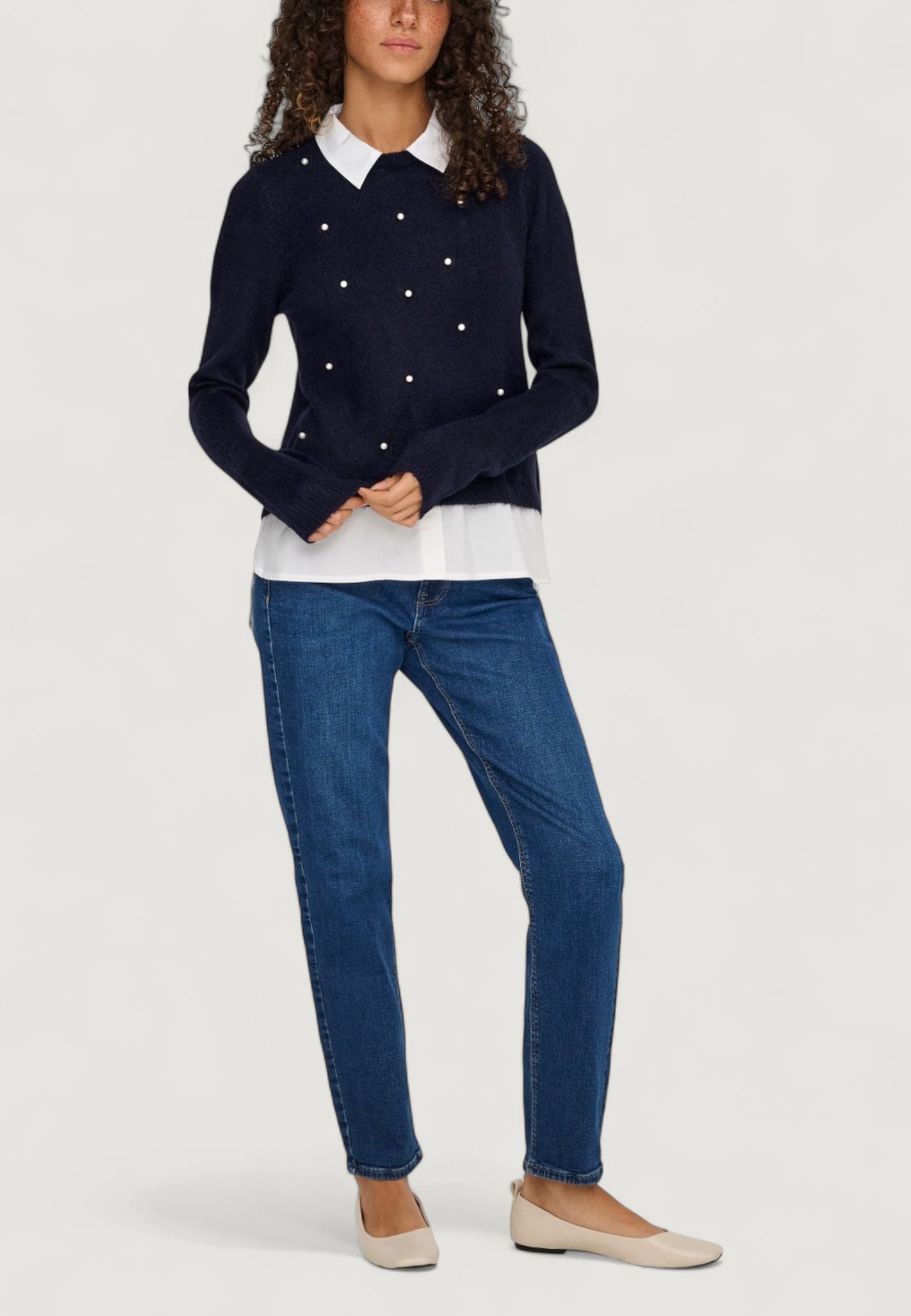 Maglione Only ONLDOLLY LS WOVEN MIX PEARL PULL CC KNT
