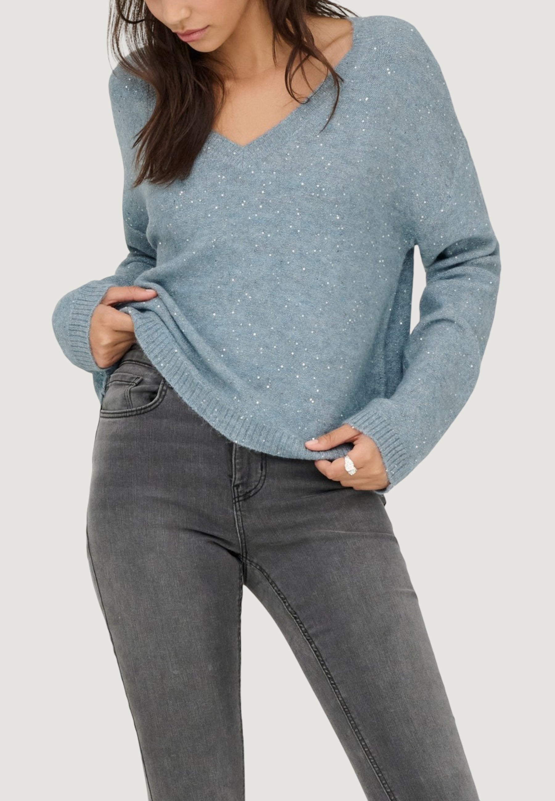 Pullover Only Onlarizona Ls Sequins V-Neck Pul Knt