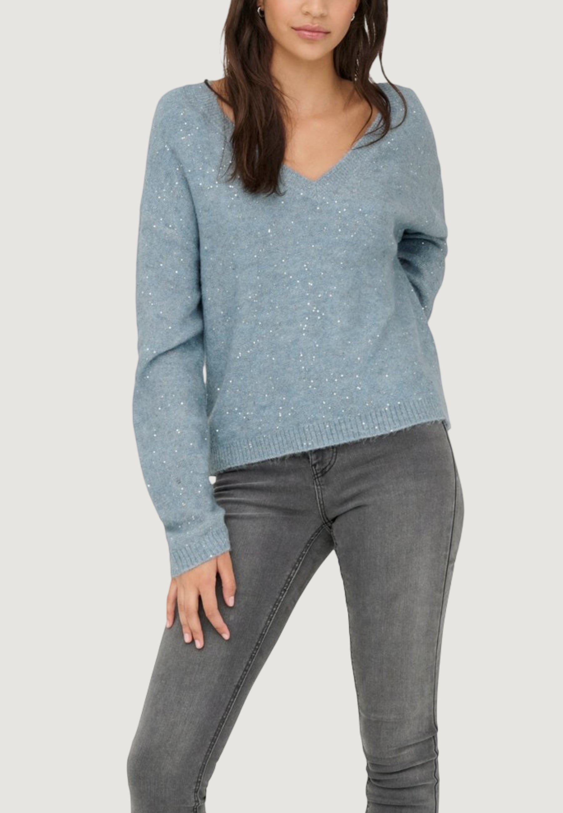 Pullover Only Onlarizona Ls Sequins V-Neck Pul Knt