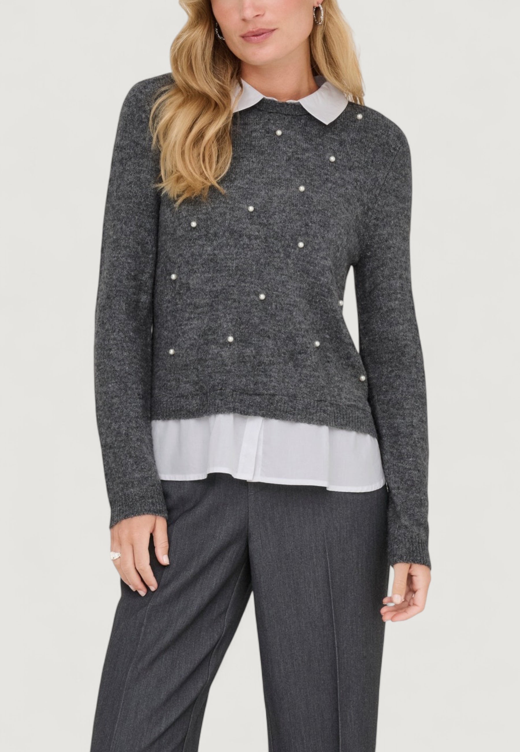 Maglione Only ONLDOLLY LS WOVEN MIX PEARL PULL CC KNT