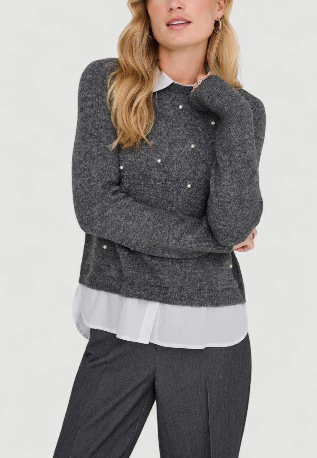 Maglione Only ONLDOLLY LS WOVEN MIX PEARL PULL CC KNT