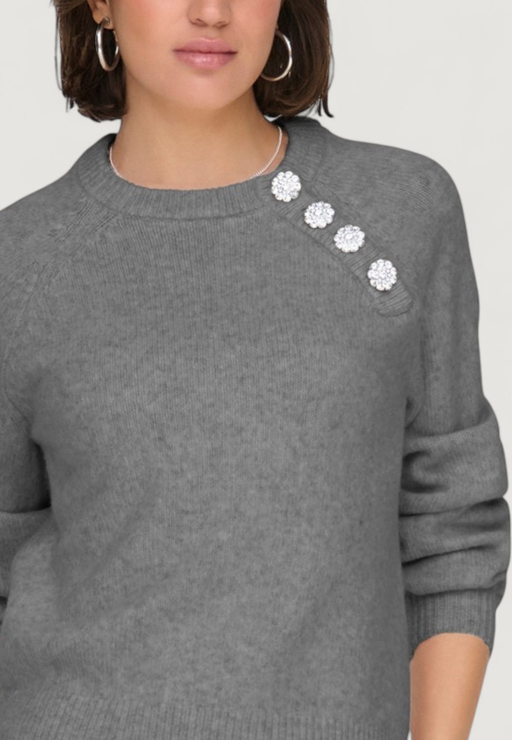 Maglione Only Onllauren Life Ls O-Neck Button Knt