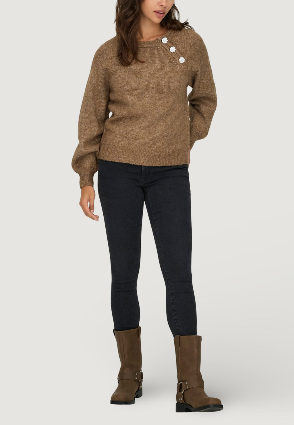 Pullover Only Onllauren Life Ls O-Neck Button Knt