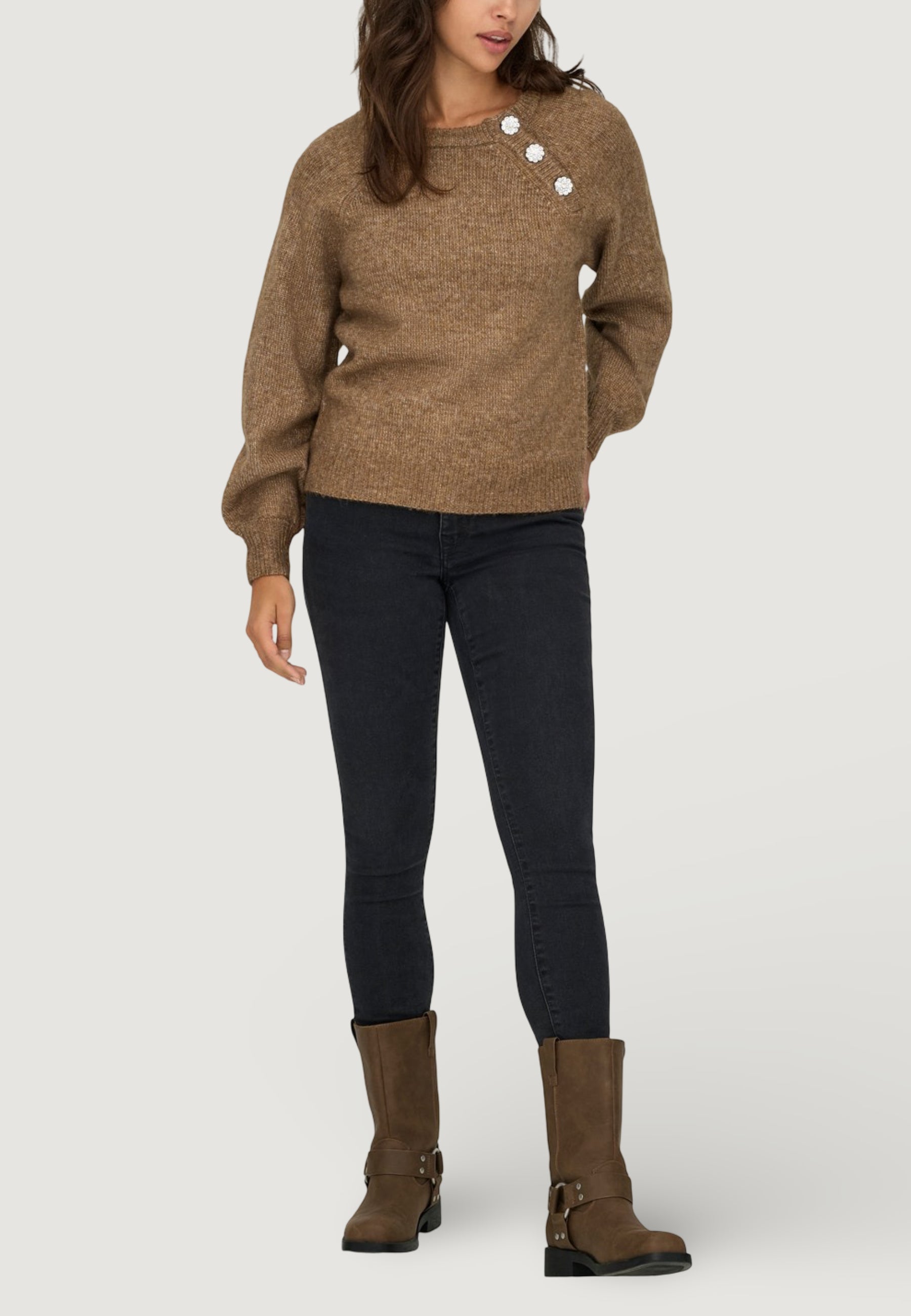 Pullover Only Onllauren Life Ls O-Neck Button Knt