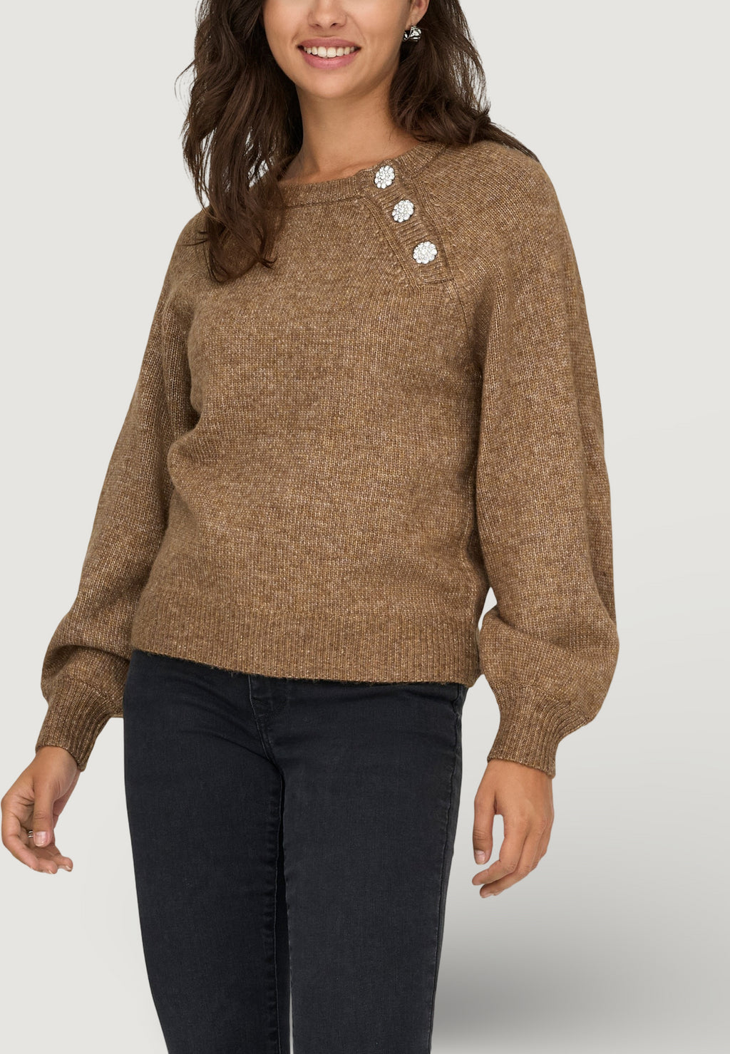 Pullover Only Onllauren Life Ls O-Neck Button Knt