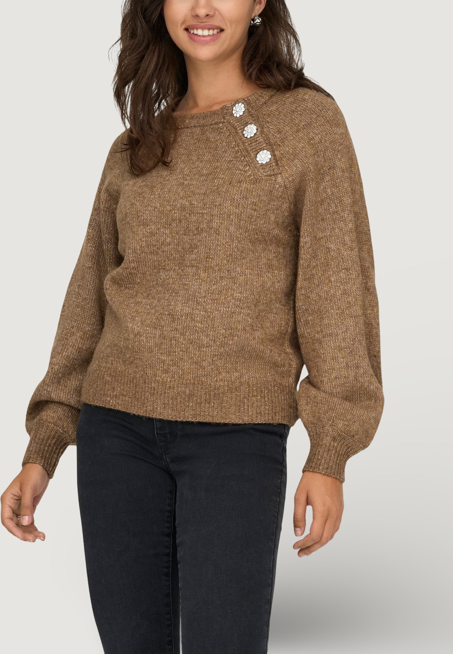 Pullover Only Onllauren Life Ls O-Neck Button Knt