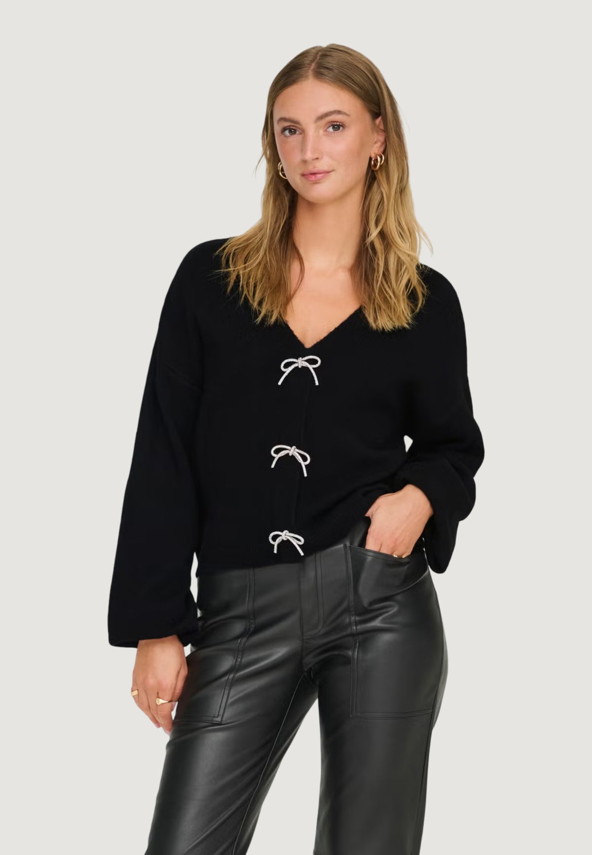 Pullover Only ONLDONNA LS V-NECK PULLOVER EX KNT