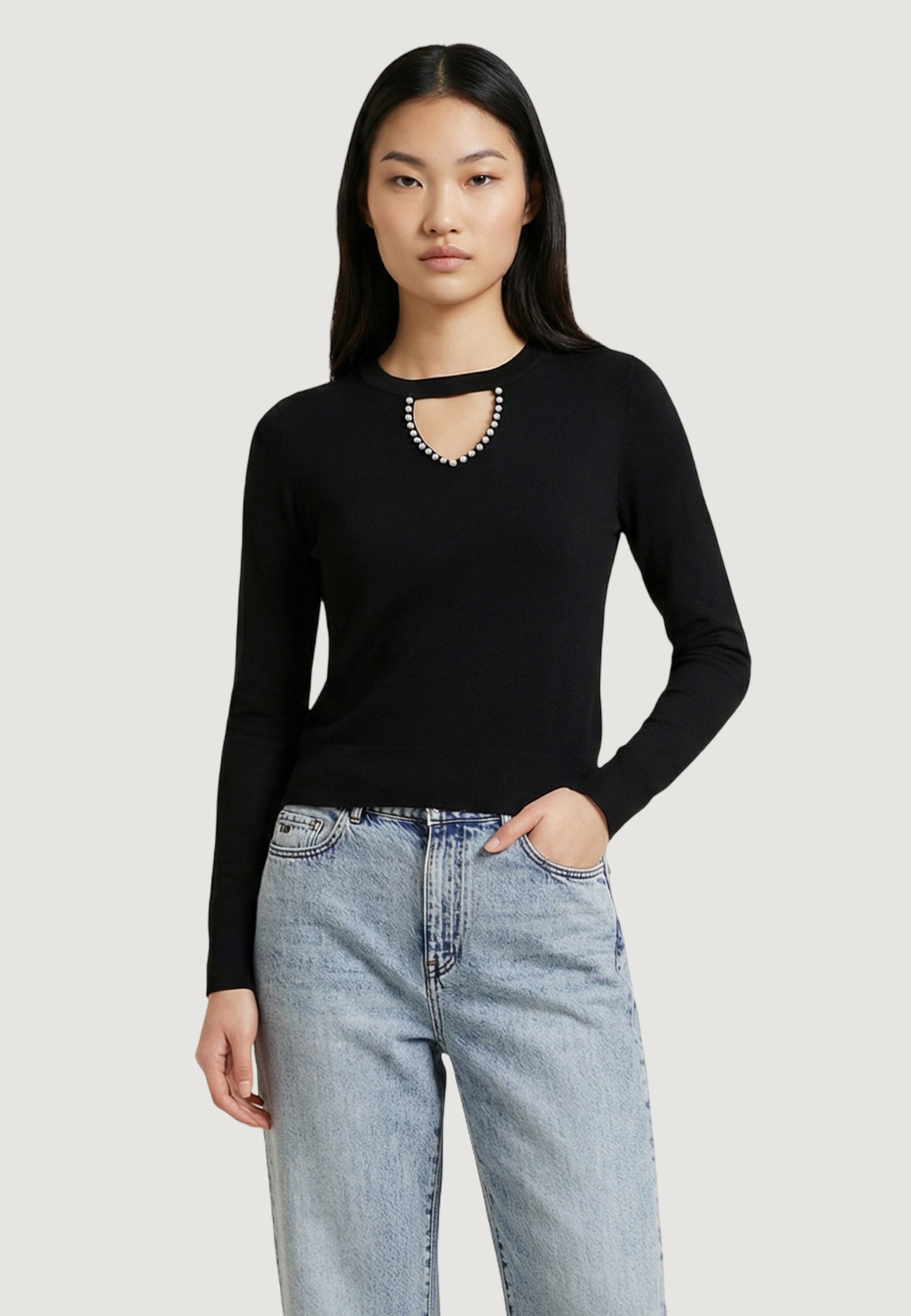 Maglione Only Onlvenice Life Ls Peekaboo Bling Cc Knt