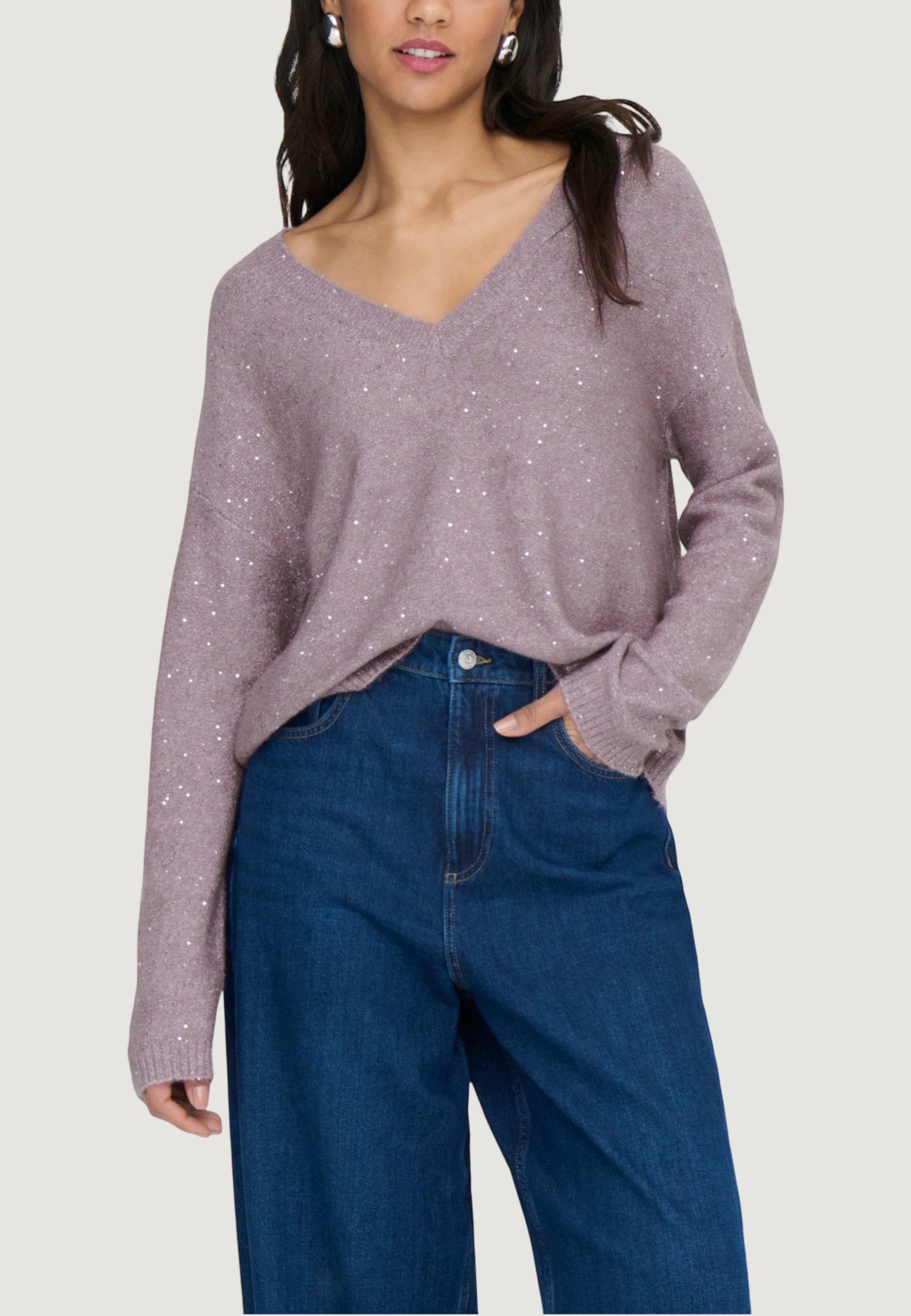Pullover Only Onlarizona Ls Sequins V-Neck Pul Knt