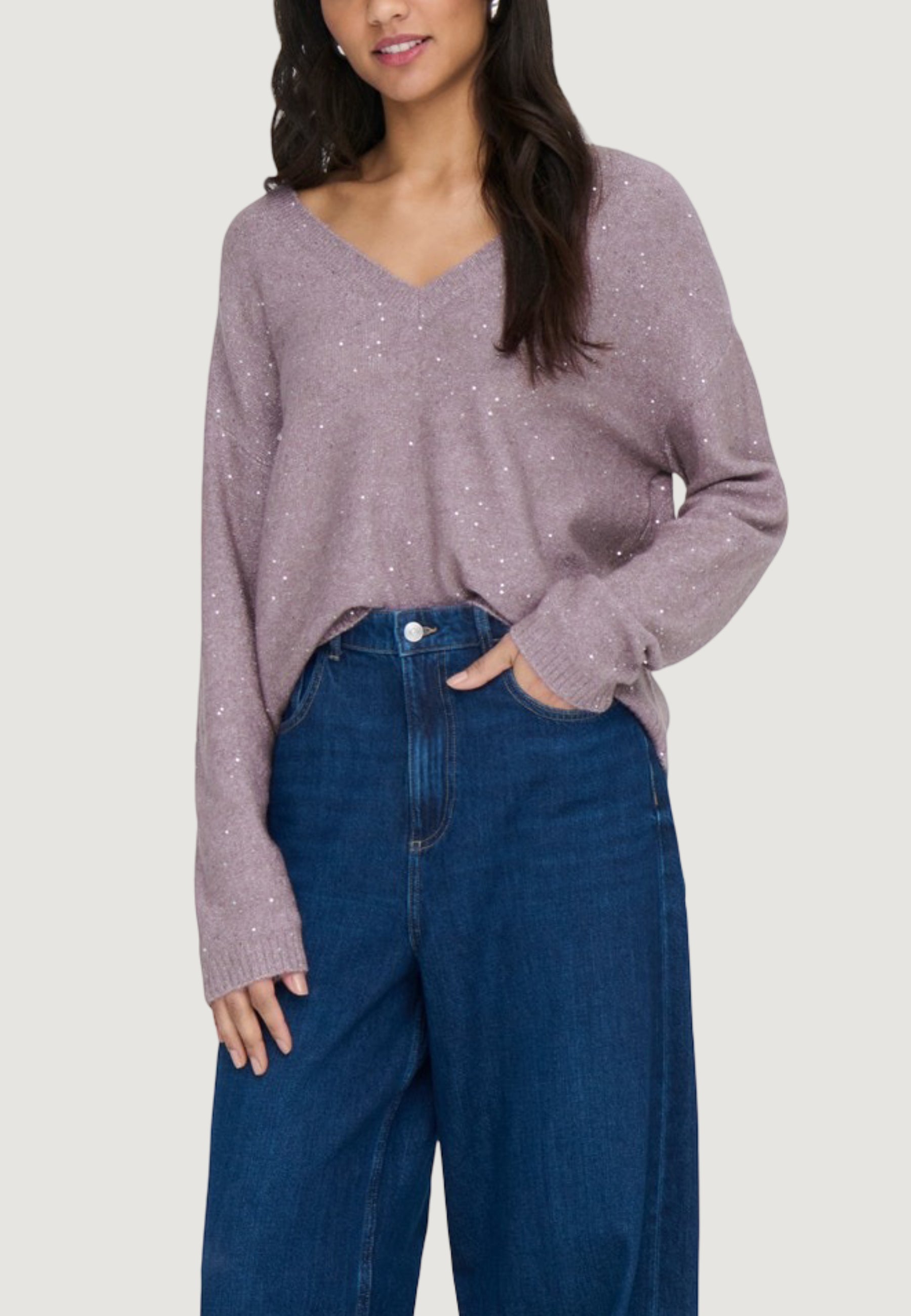 Pullover Only Onlarizona Ls Sequins V-Neck Pul Knt
