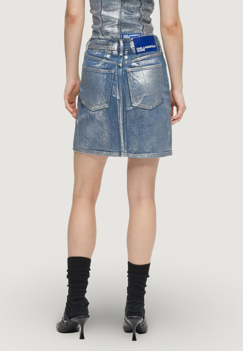 Minigonna Karl Lagerfeld Jeans KLJ Hr Coated Dnm Mini Skirt