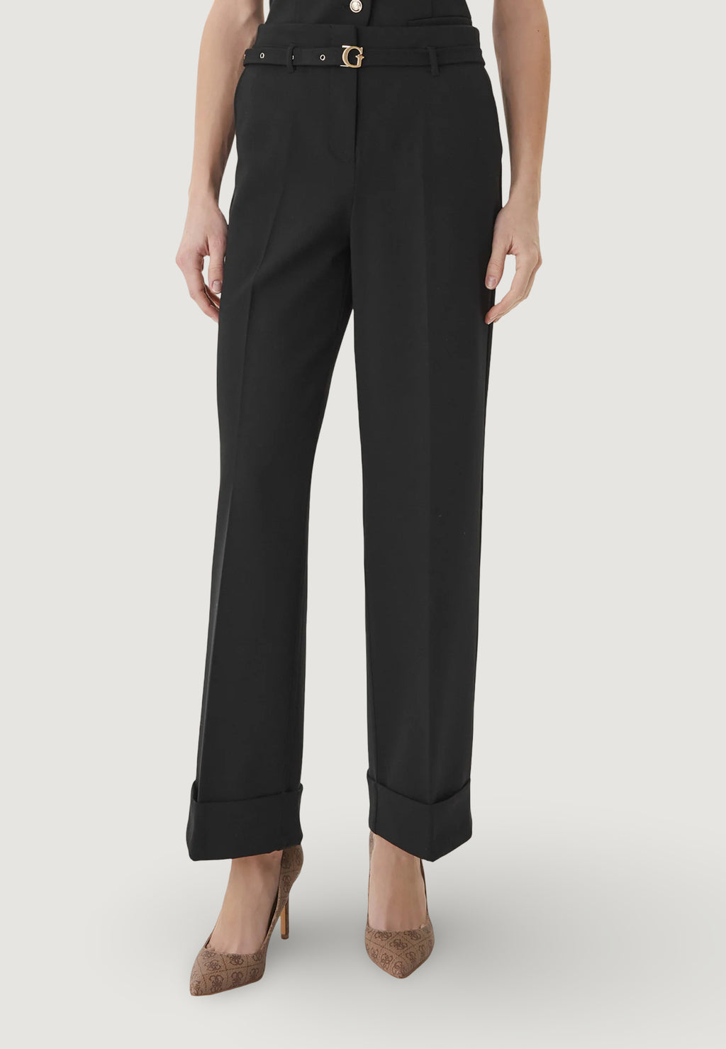 Pantaloni a palazzo Guess STRUCTURED CREPE G-BELT PANTS