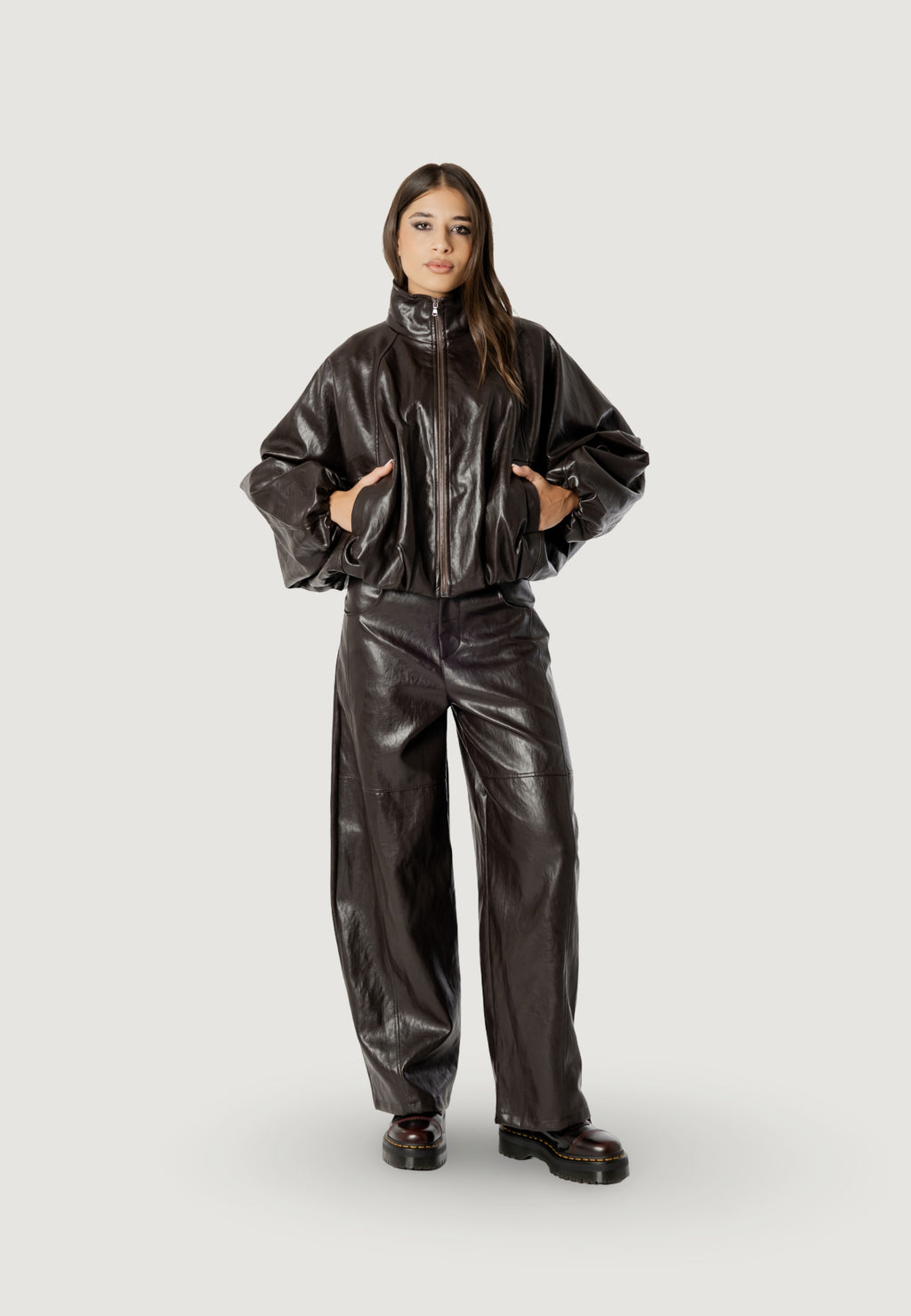 Pantaloni a palazzo I am LOREDANA FAUX LEATHER BARREL