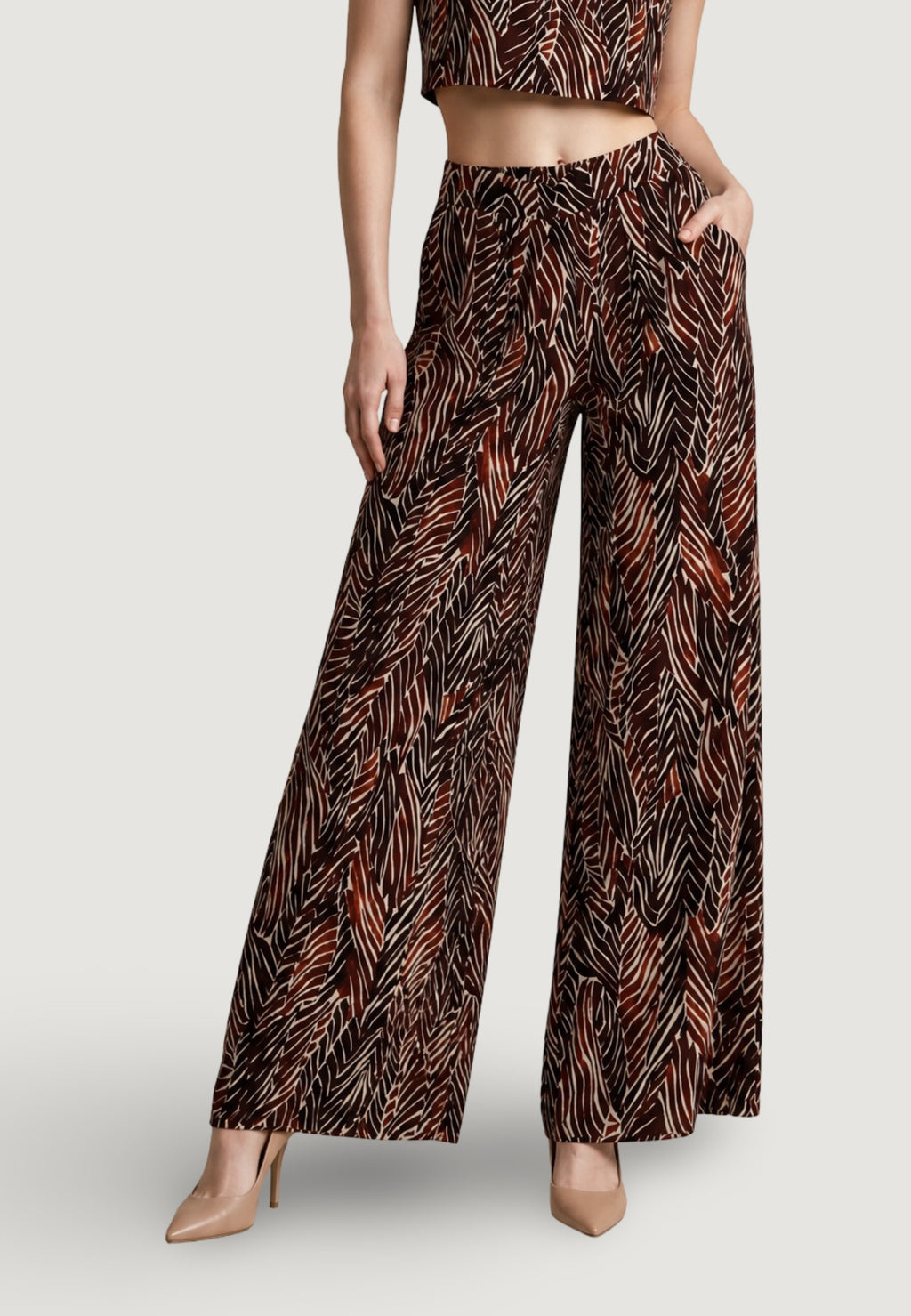 High waist trousers I am Pantaloni Viscosa Stampa floreale Geometrica