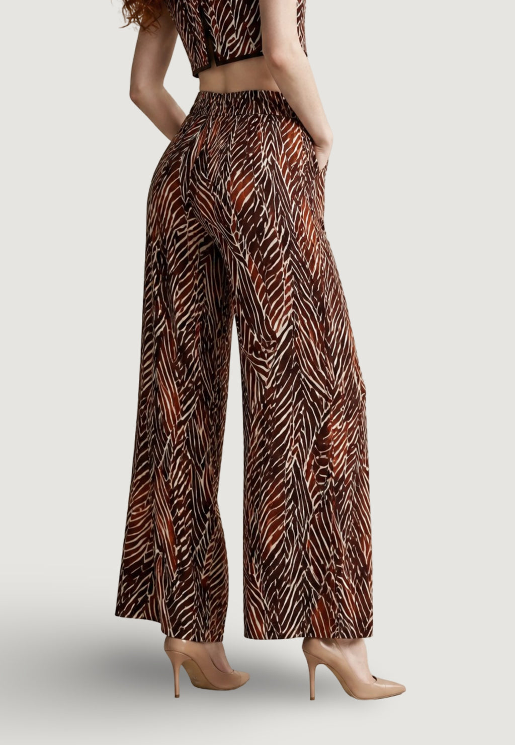 High waist trousers I am Pantaloni Viscosa Stampa floreale Geometrica