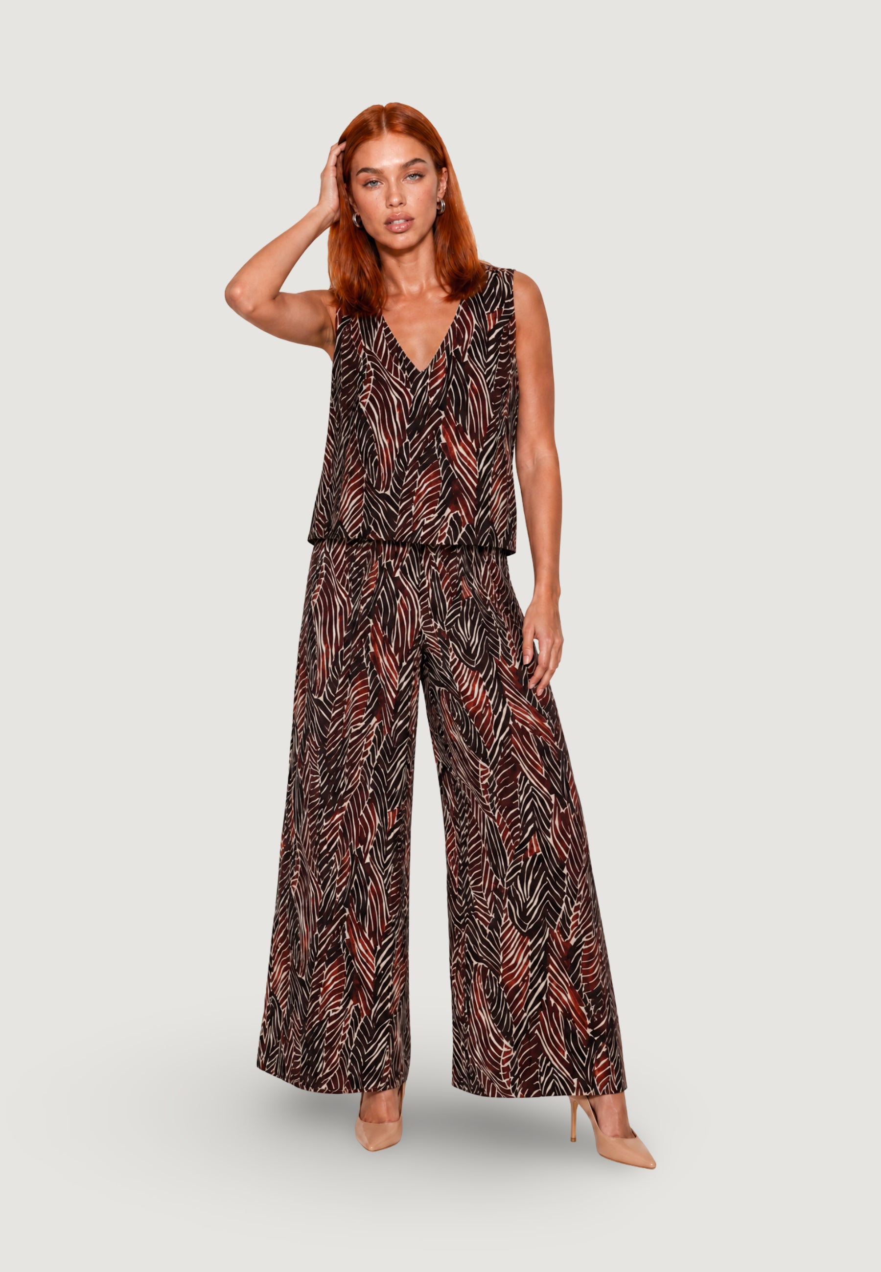 High waist trousers I am Pantaloni Viscosa Stampa floreale Geometrica