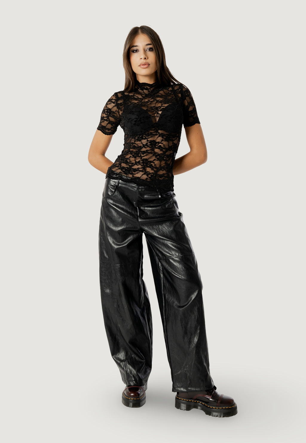Pantaloni a palazzo I am LOREDANA FAUX LEATHER BARREL