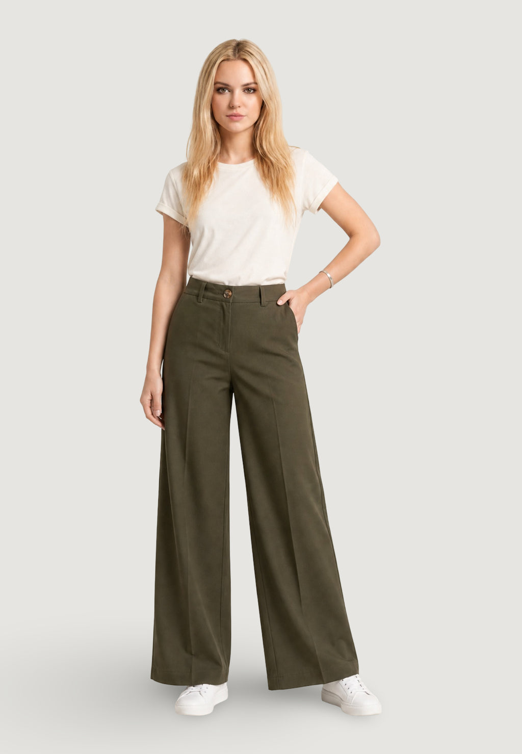 Pantaloni a palazzo I am Pantaloni Cotone Vita Alta