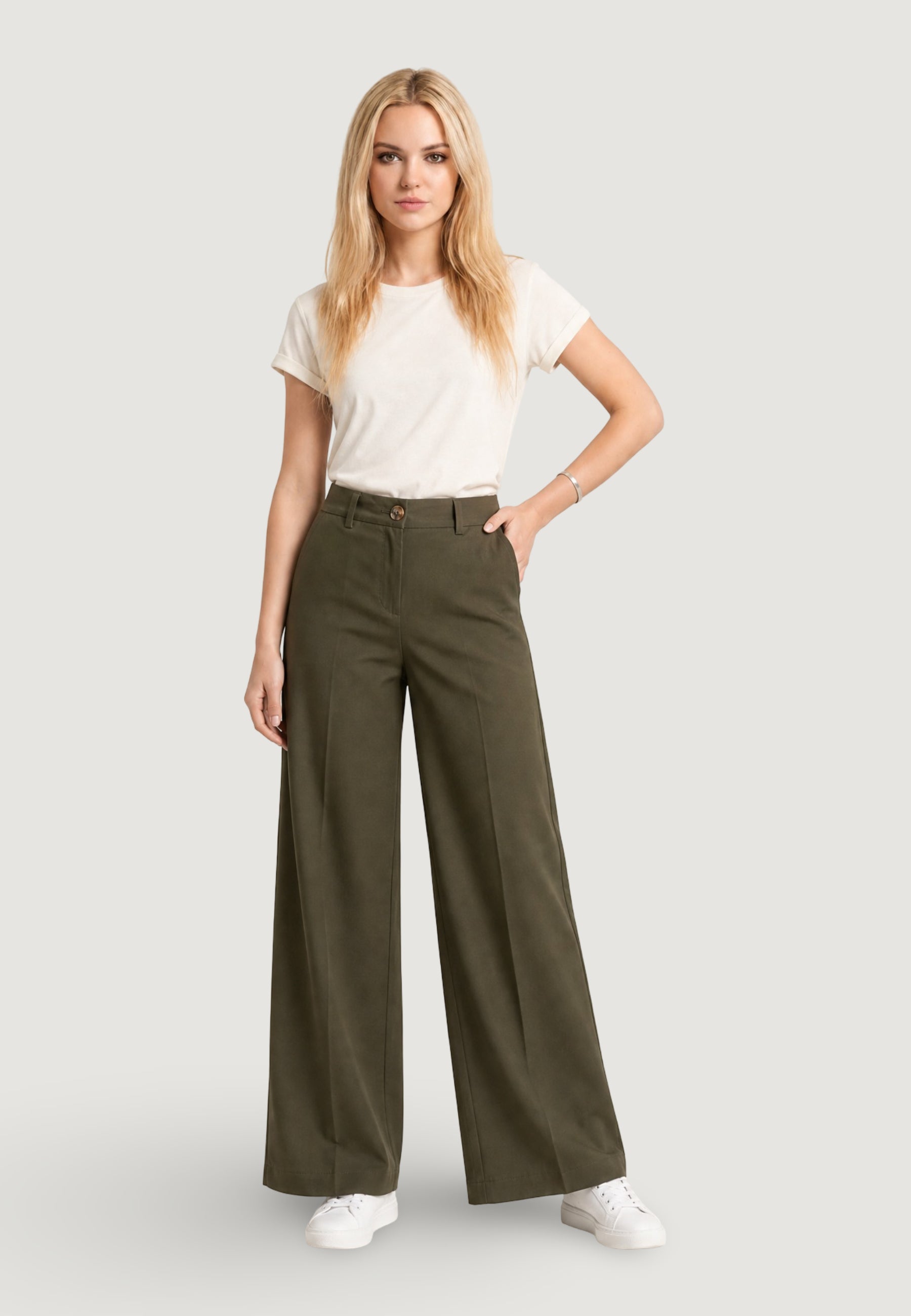 Pantaloni a palazzo I am Pantaloni Cotone Vita Alta