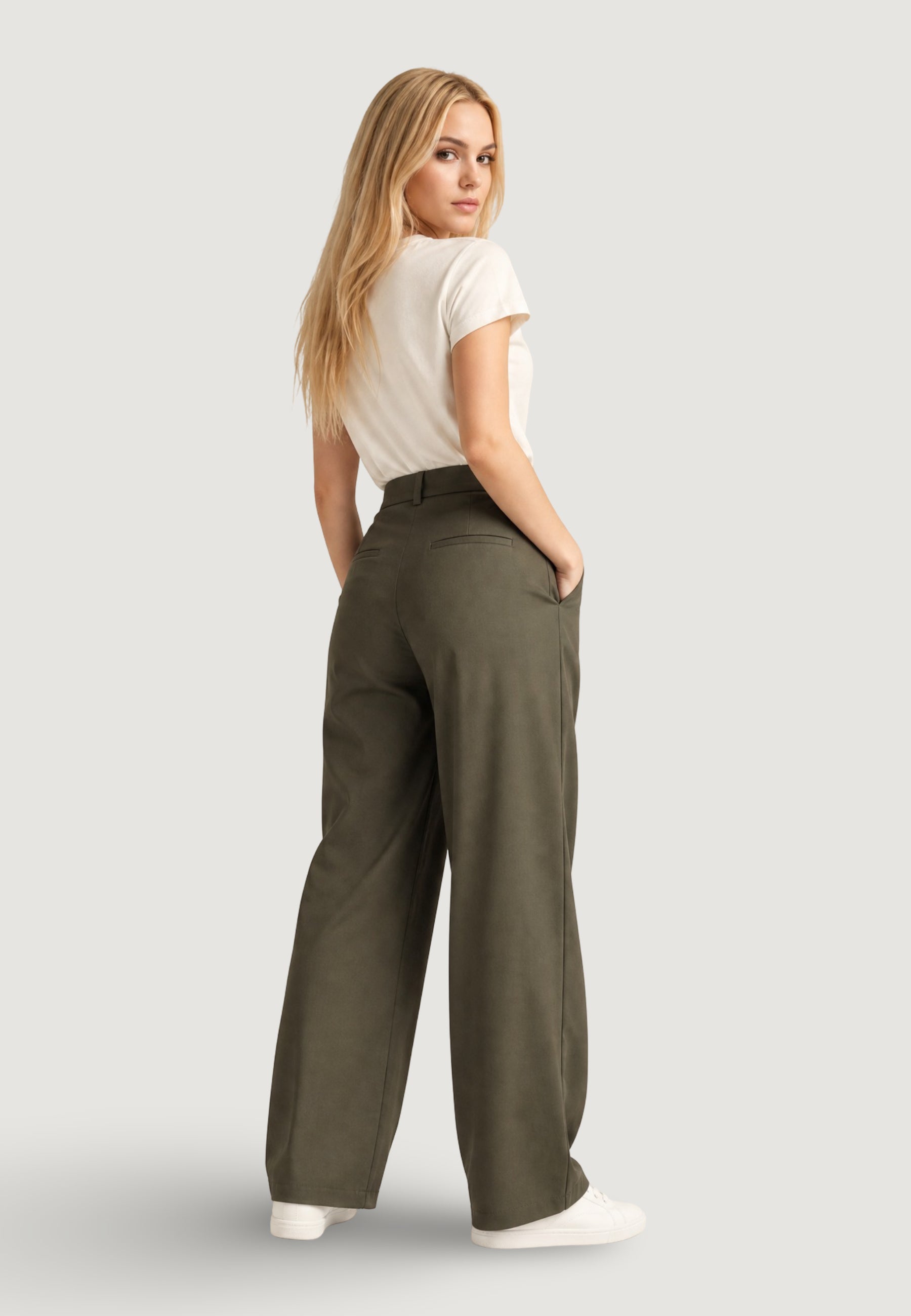 Pantaloni a palazzo I am Pantaloni Cotone Vita Alta