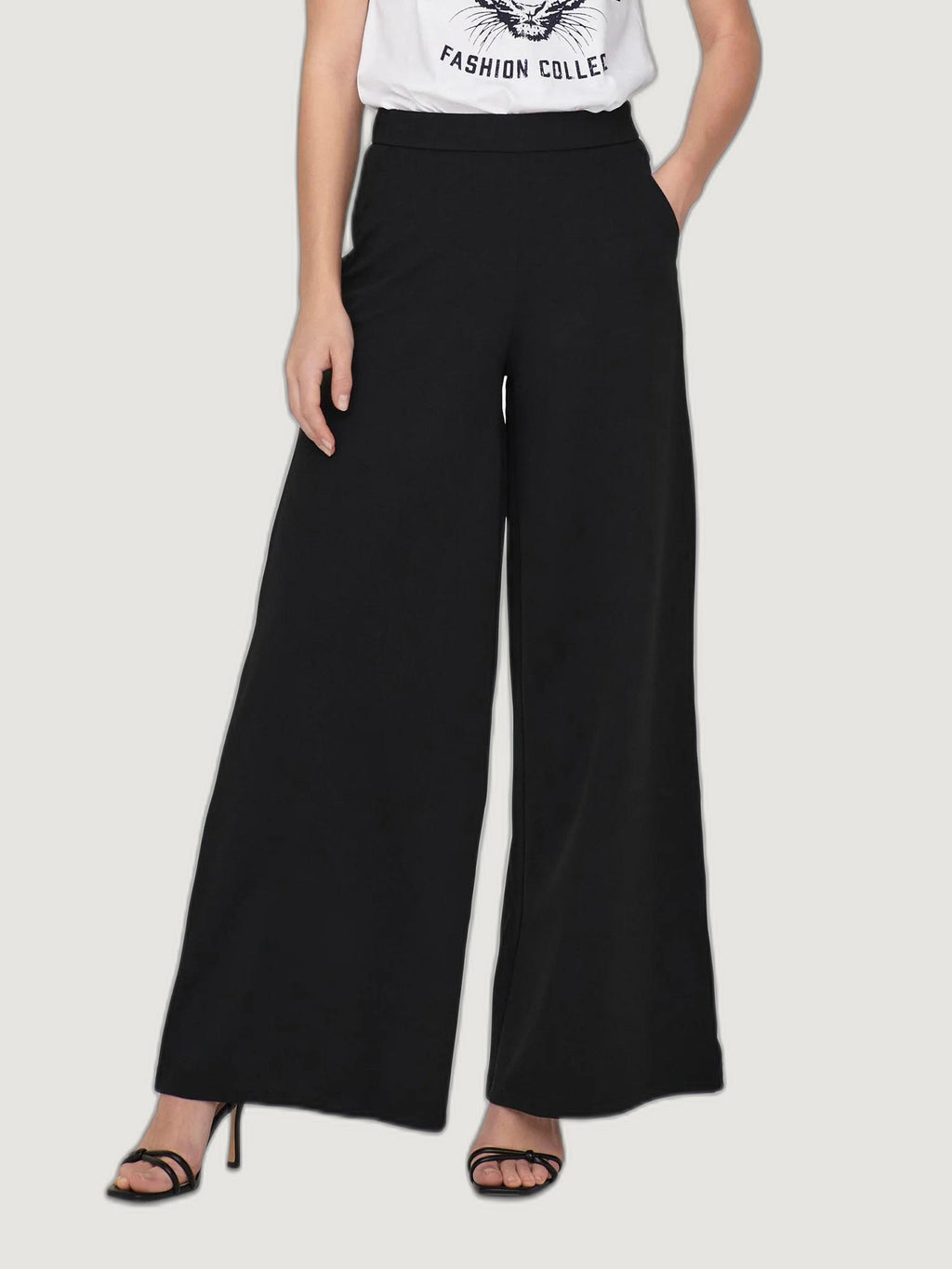 Pantaloni a palazzo Jacqueline de Yong JDYTANJA LIFE WIDE FLOWY PANT JRS NOOS