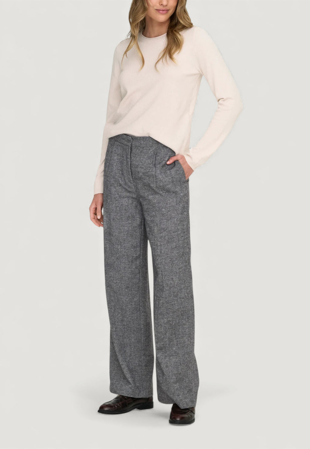 Pantaloni a palazzo Only Onlbekka Life Hw Wide Wool Look Pant Tlr