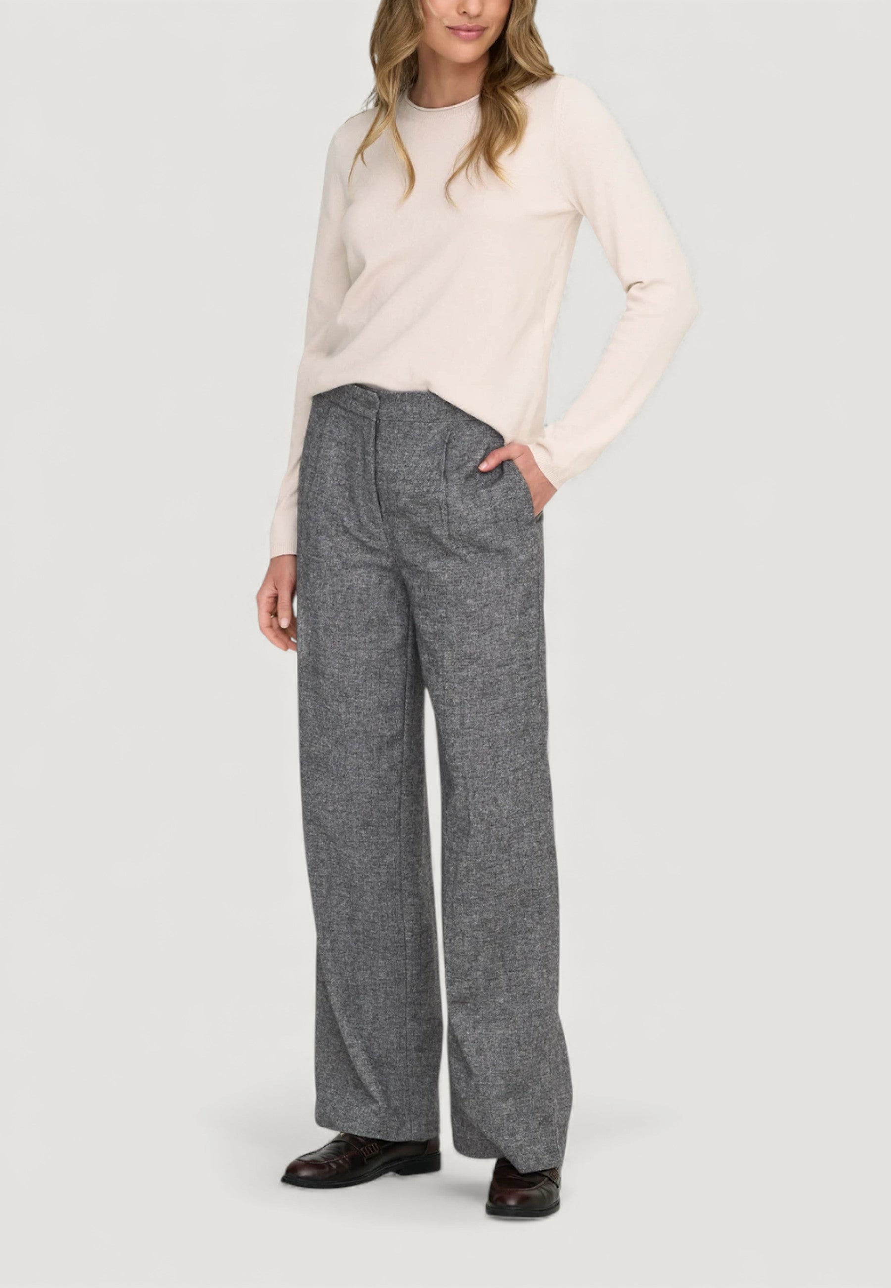 Pantaloni a palazzo Only Onlbekka Life Hw Wide Wool Look Pant Tlr