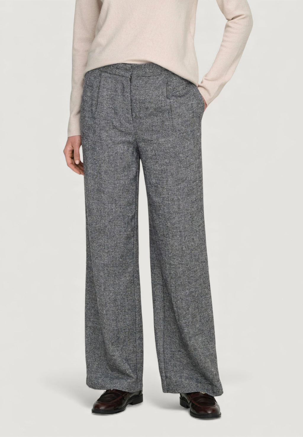 Pantaloni a palazzo Only Onlbekka Life Hw Wide Wool Look Pant Tlr