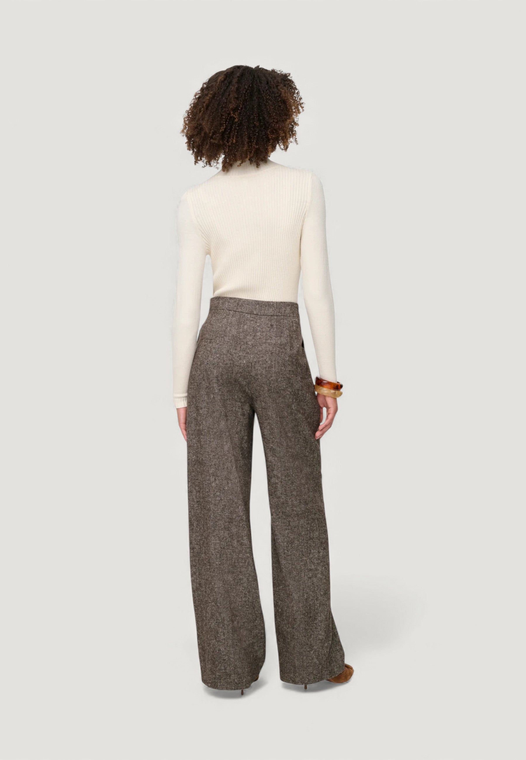 Pantaloni a palazzo Only Onlbekka Life Hw Wide Wool Look Pant Tlr