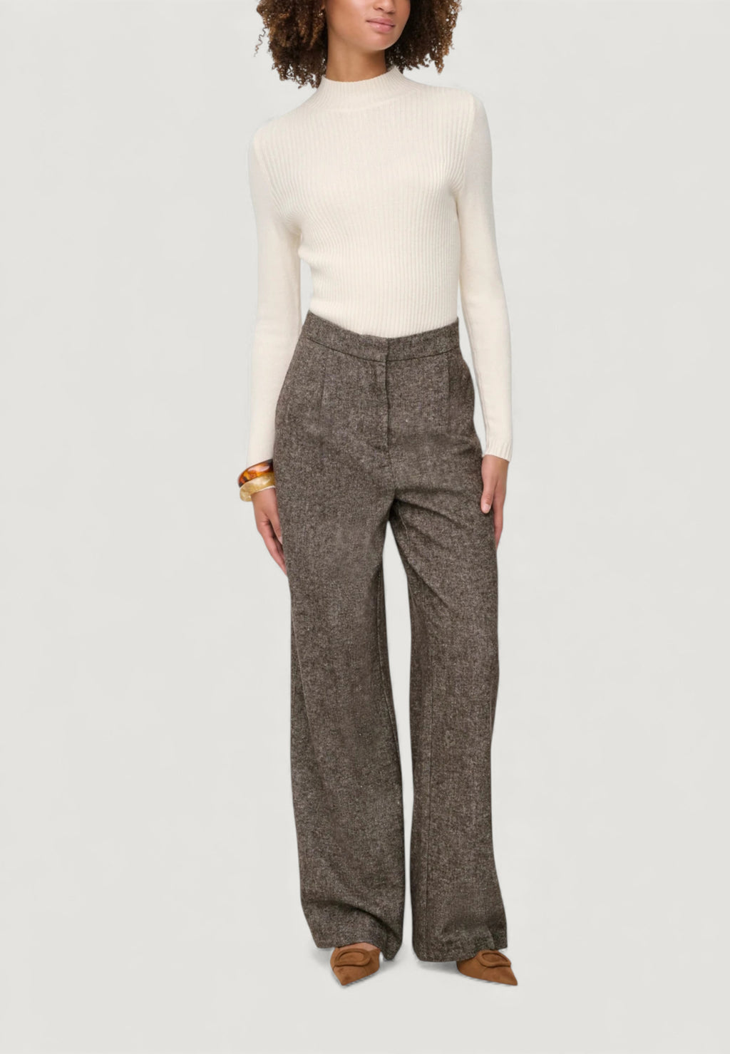 Pantaloni a palazzo Only Onlbekka Life Hw Wide Wool Look Pant Tlr