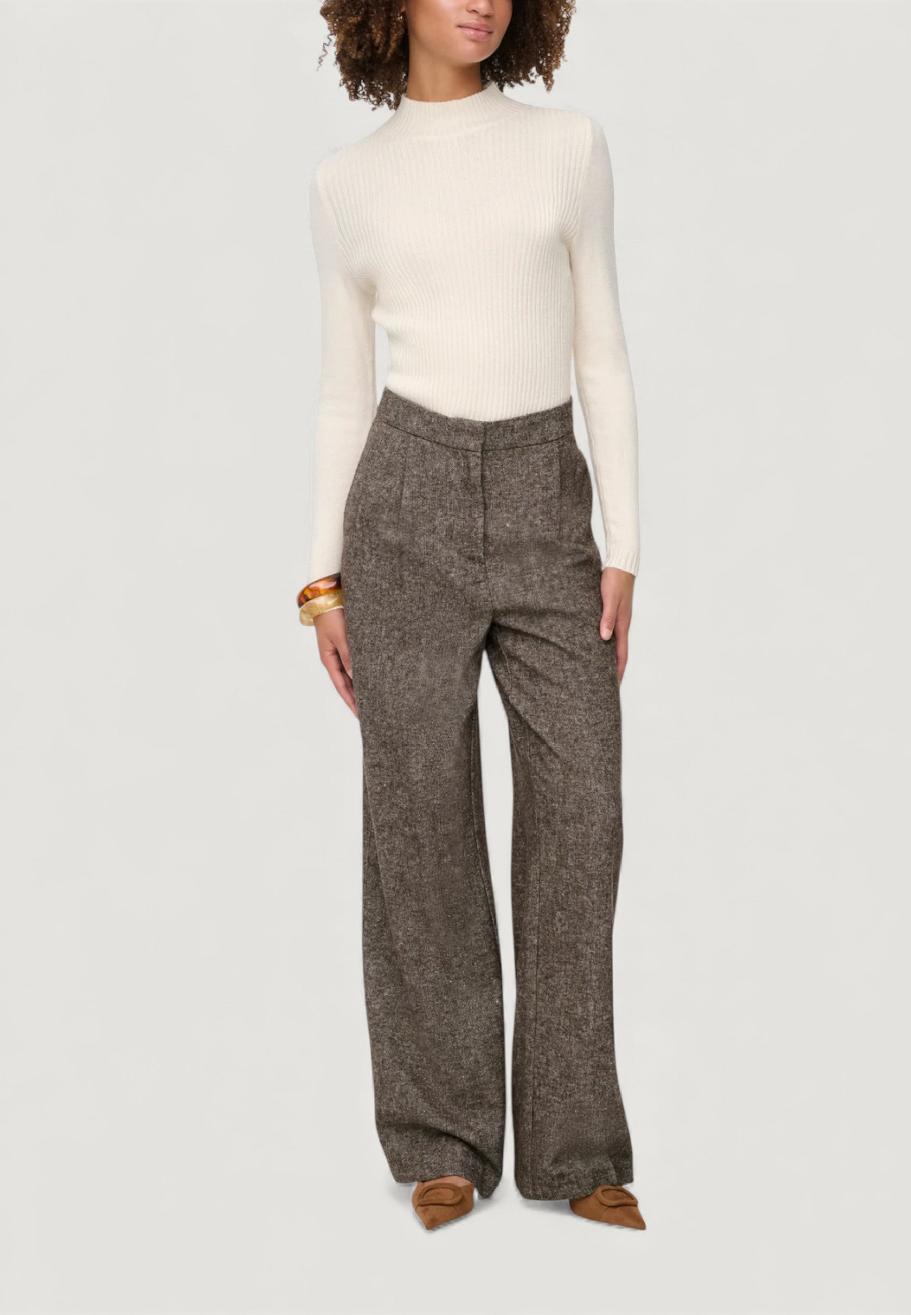 Pantaloni a palazzo Only Onlbekka Life Hw Wide Wool Look Pant Tlr