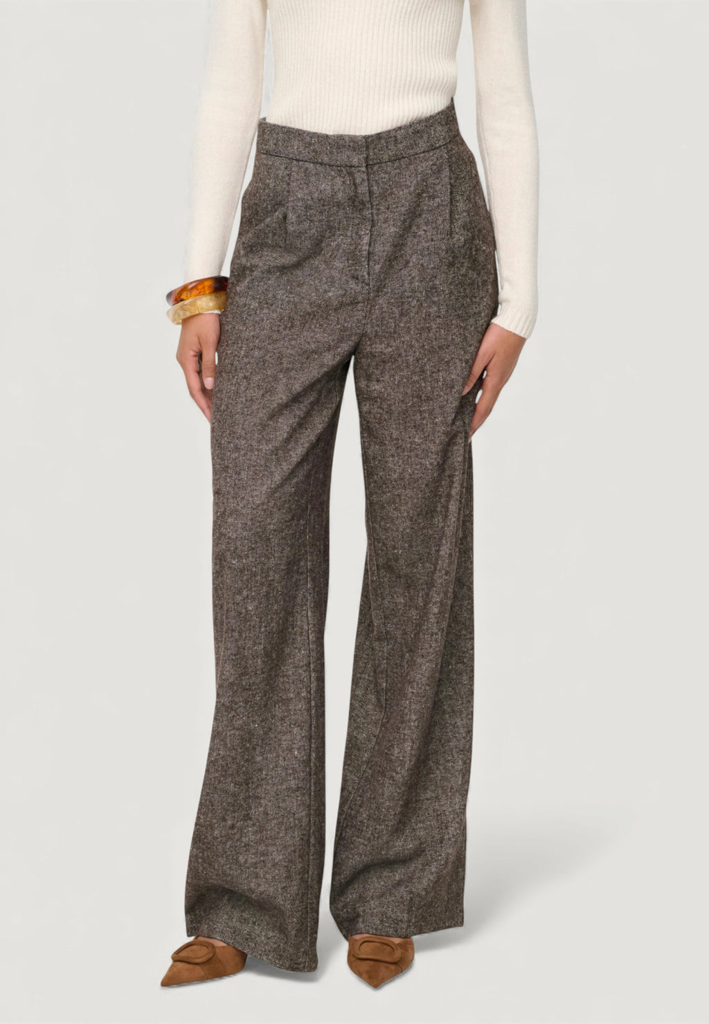 Pantaloni a palazzo Only Onlbekka Life Hw Wide Wool Look Pant Tlr