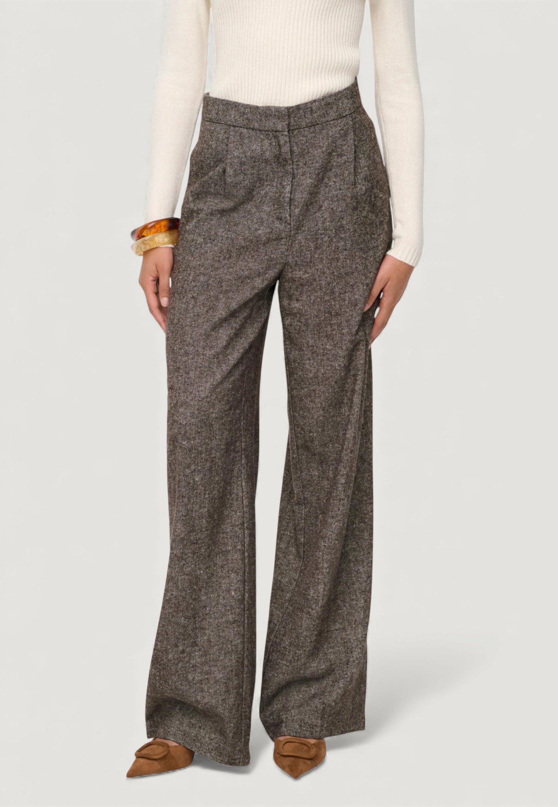 Pantaloni a palazzo Only Onlbekka Life Hw Wide Wool Look Pant Tlr