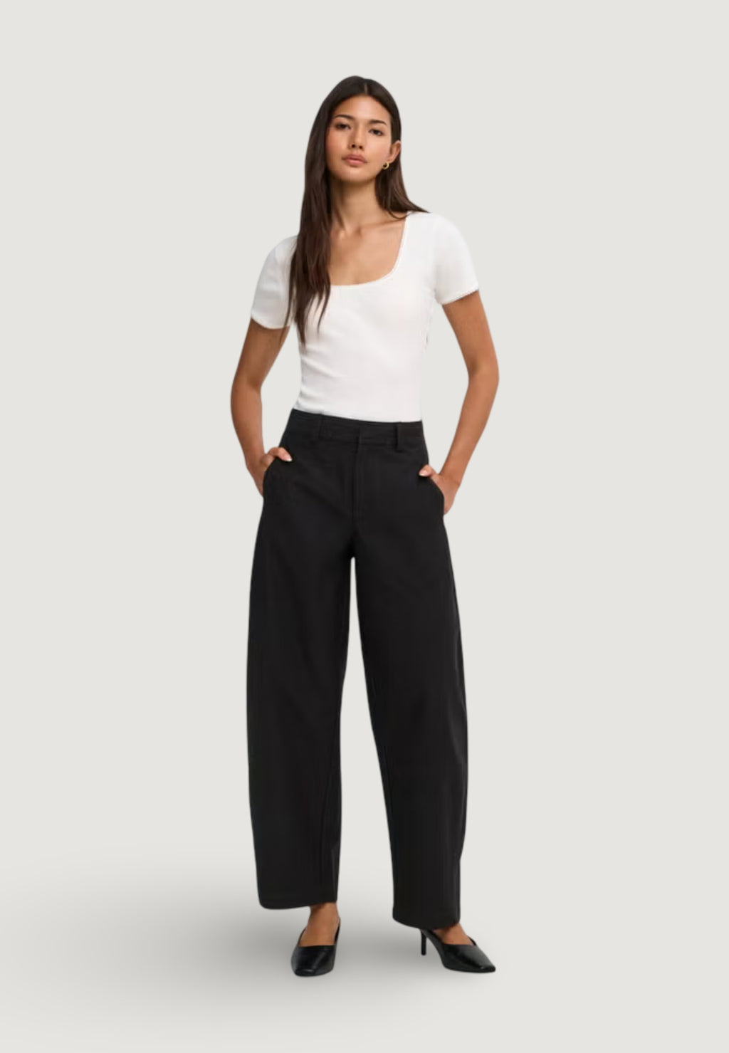 Pantaloni a palazzo Only ONLCLAIR MW BARREL PANT PNT NOOS