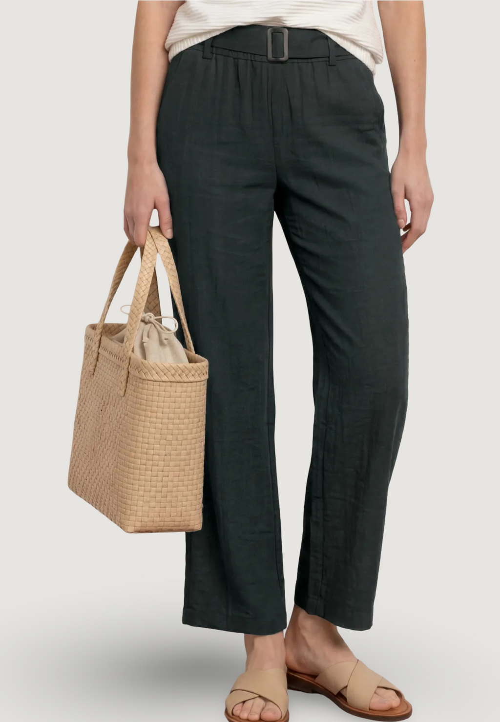 High waist trousers Street One Wide Leg Belt Horn Buckle Solid HW