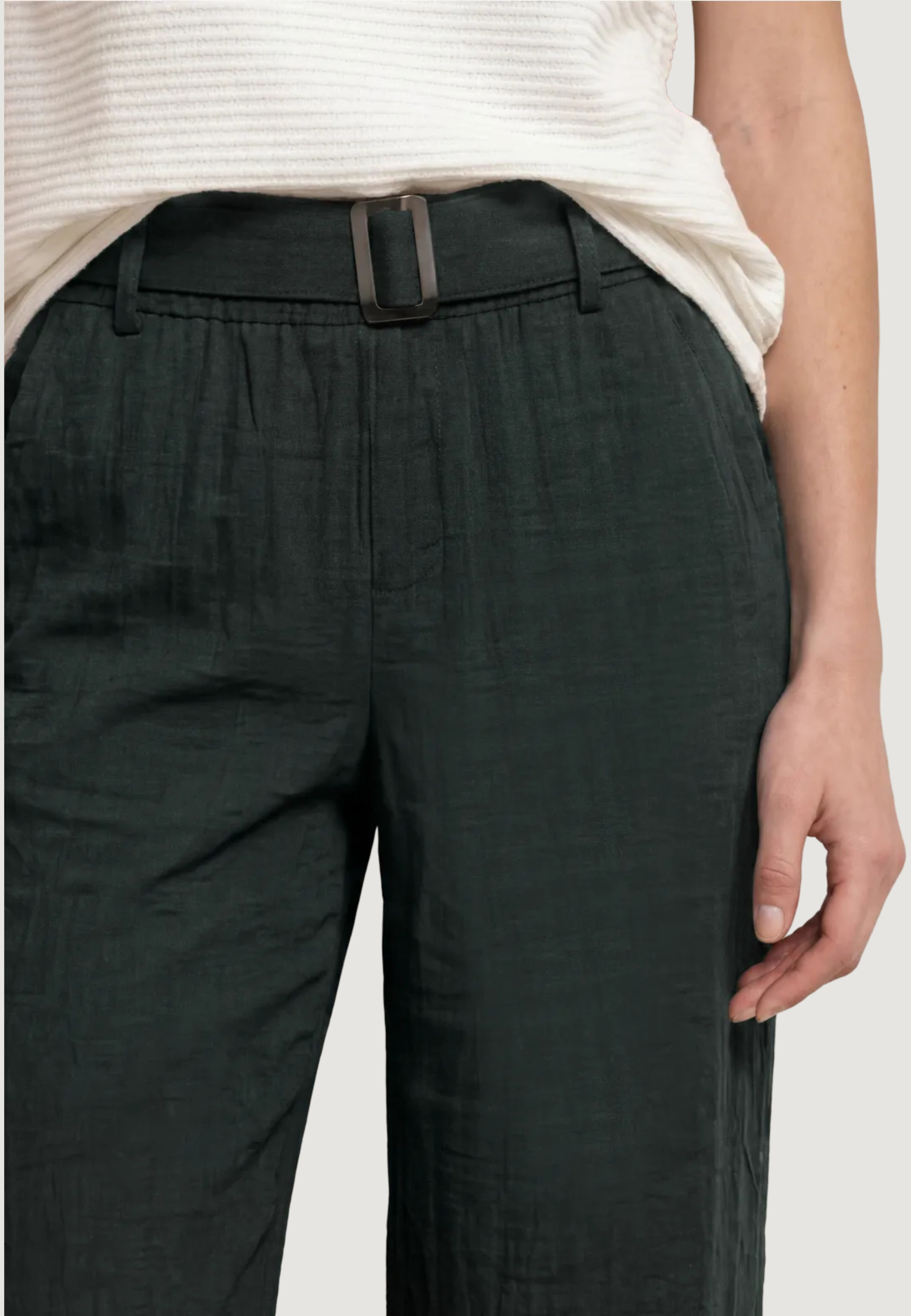 High waist trousers Street One Wide Leg Belt Horn Buckle Solid HW