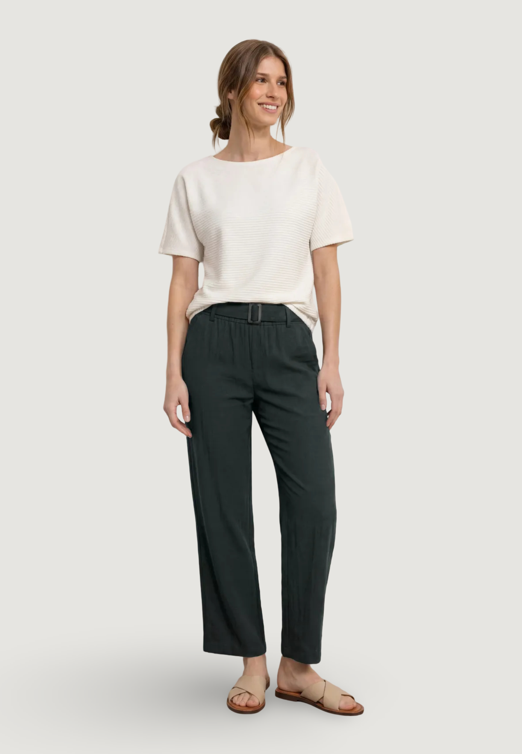 High waist trousers Street One Wide Leg Belt Horn Buckle Solid HW