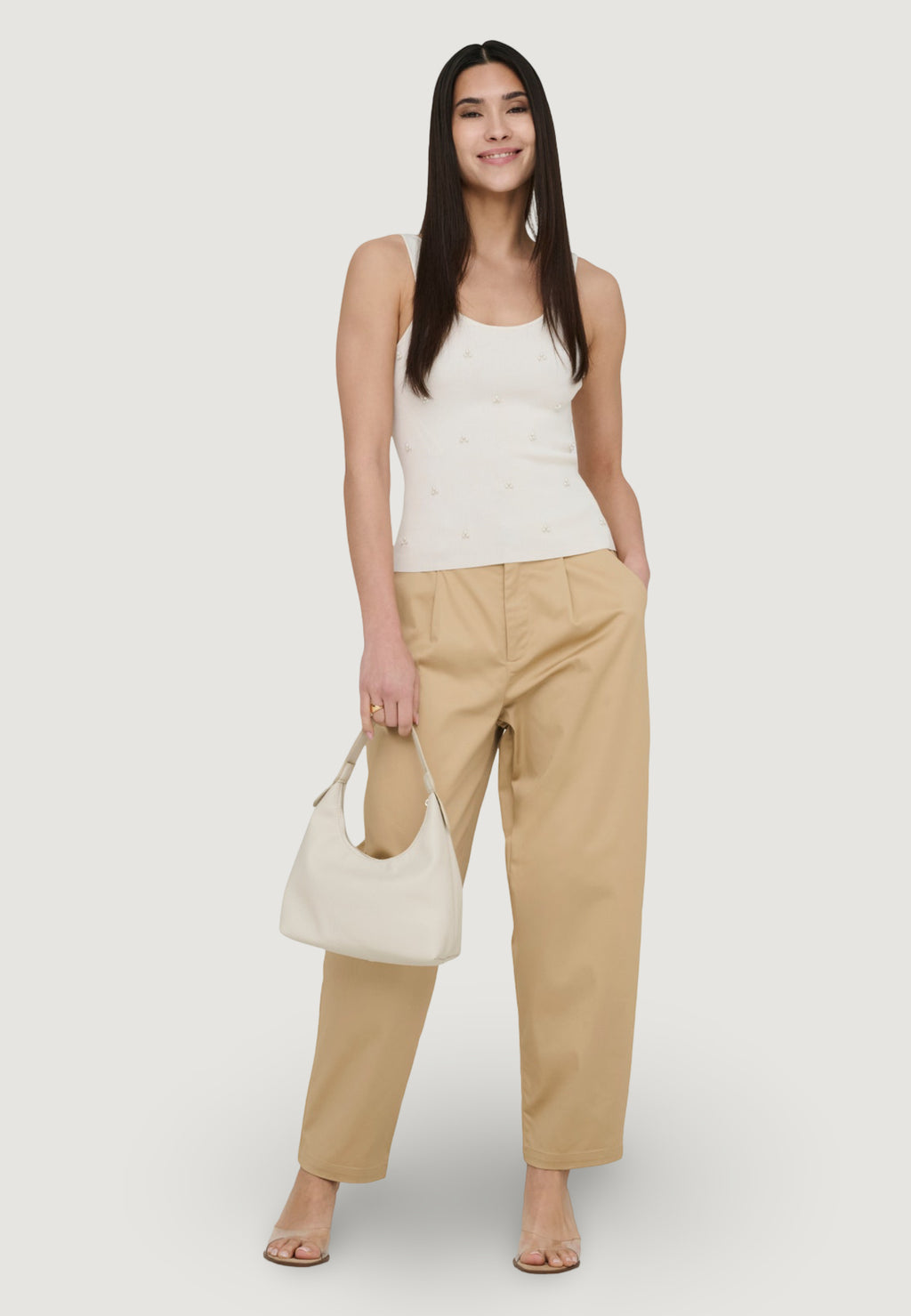 Cigarette trousers Only Onlcasil Hw Ank Barrel Chino Cc Pnt