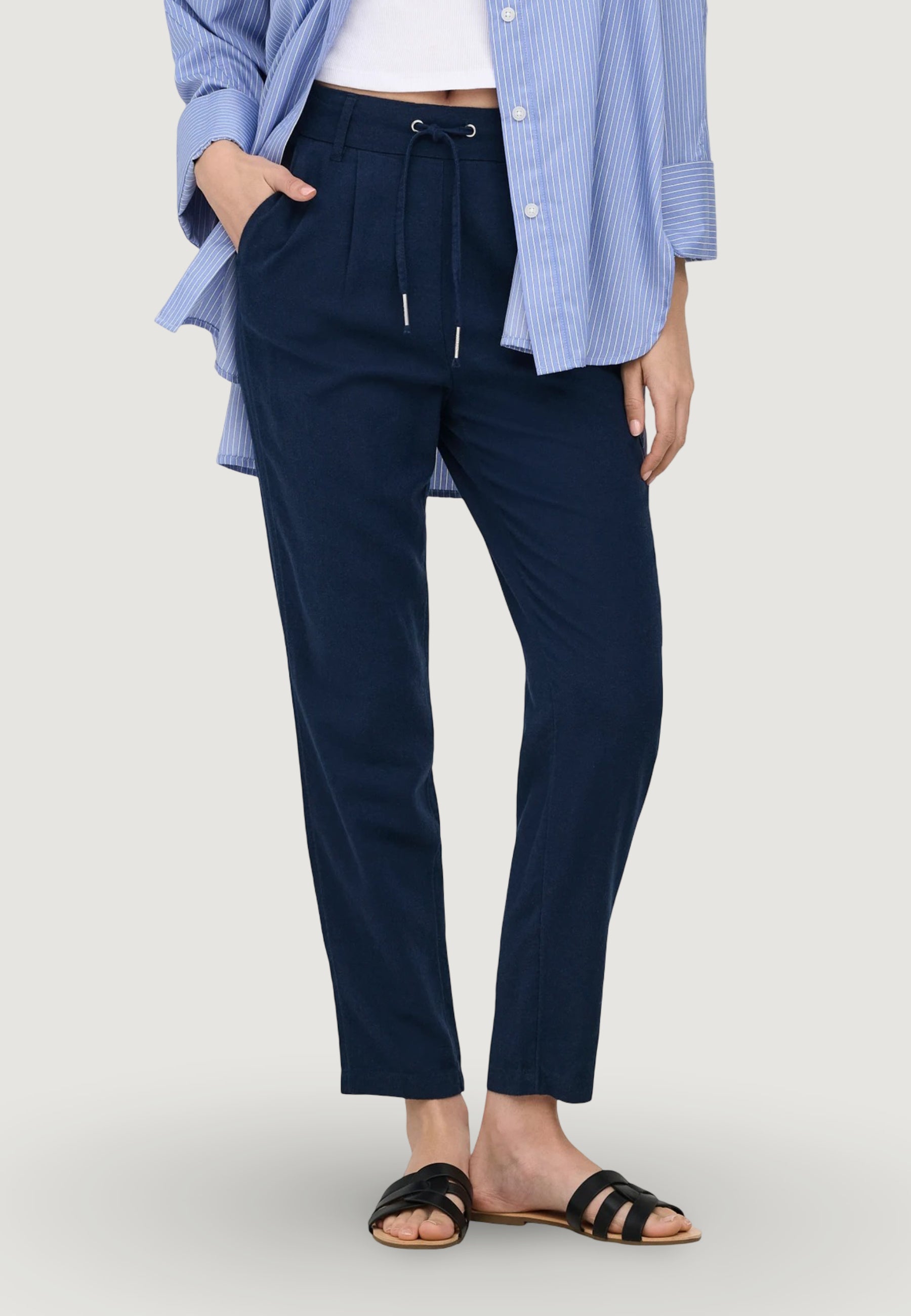 Pantaloni a sigaretta Only Onlgoa-Poptrash Easy Linen Bl Cc Pnt