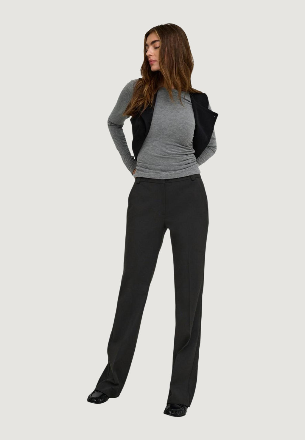 Pantaloni a sigaretta Only ONLASTRID HW FLARED PANT CC TLR