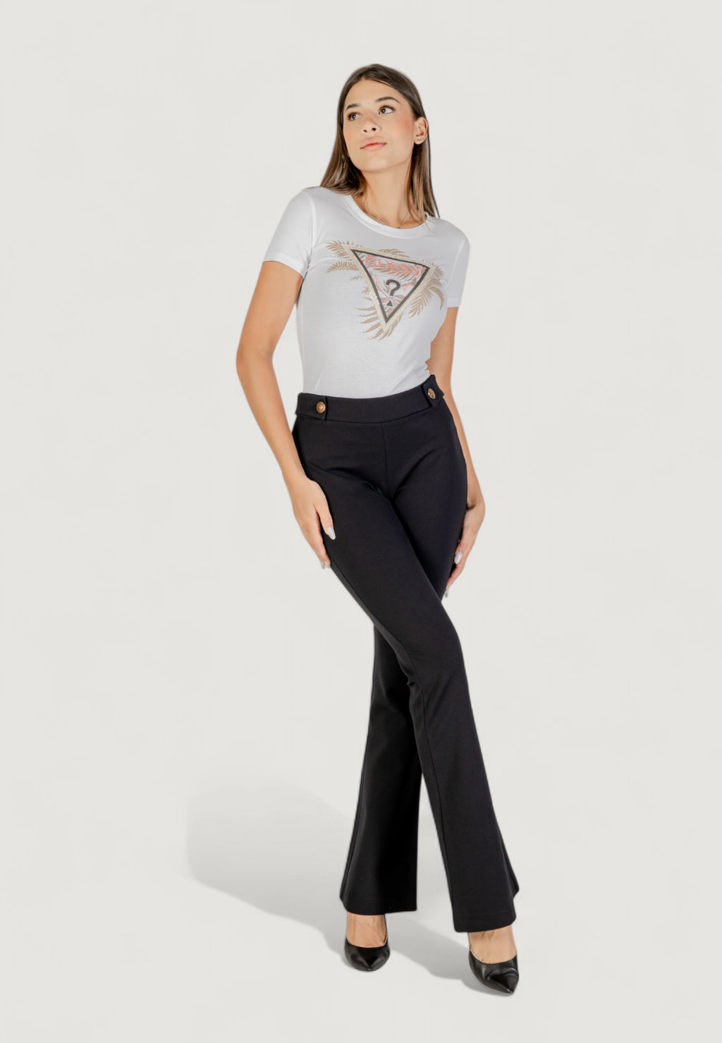 Pantaloni bootcut Guess MAELICE BUTTONS FLARE PANT