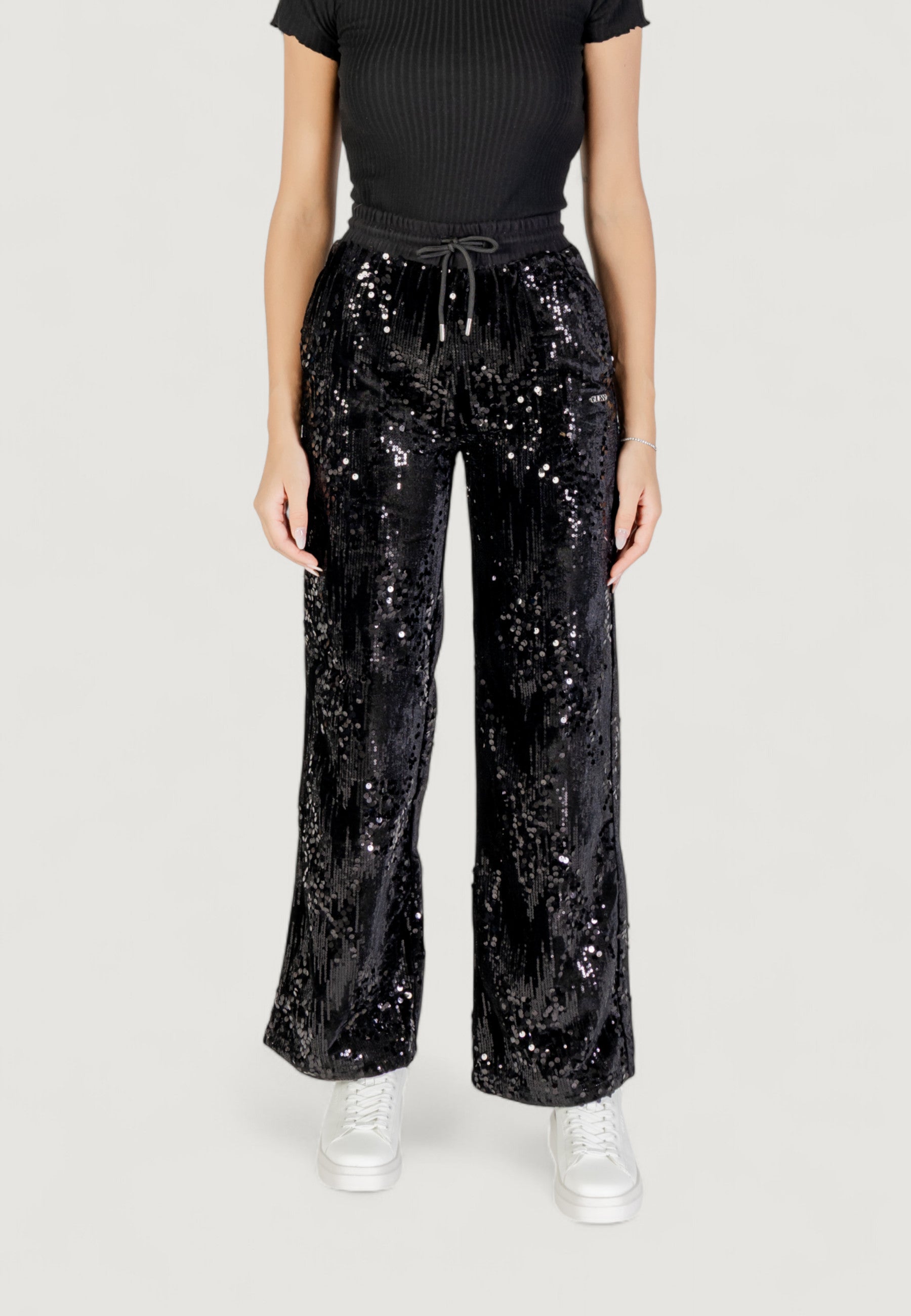 Pantaloni bootcut Guess Active SEQUINS WIDE LEG PANTS