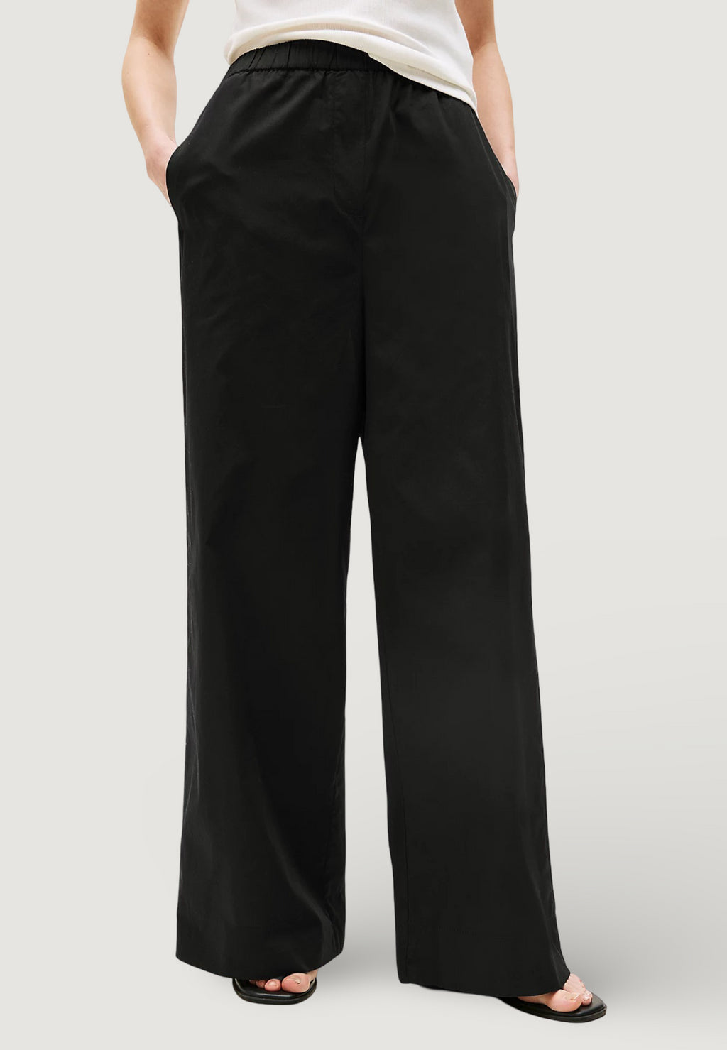 Pantaloni bootcut Tommy Hilfiger POPLIN WIDE LEG PANT