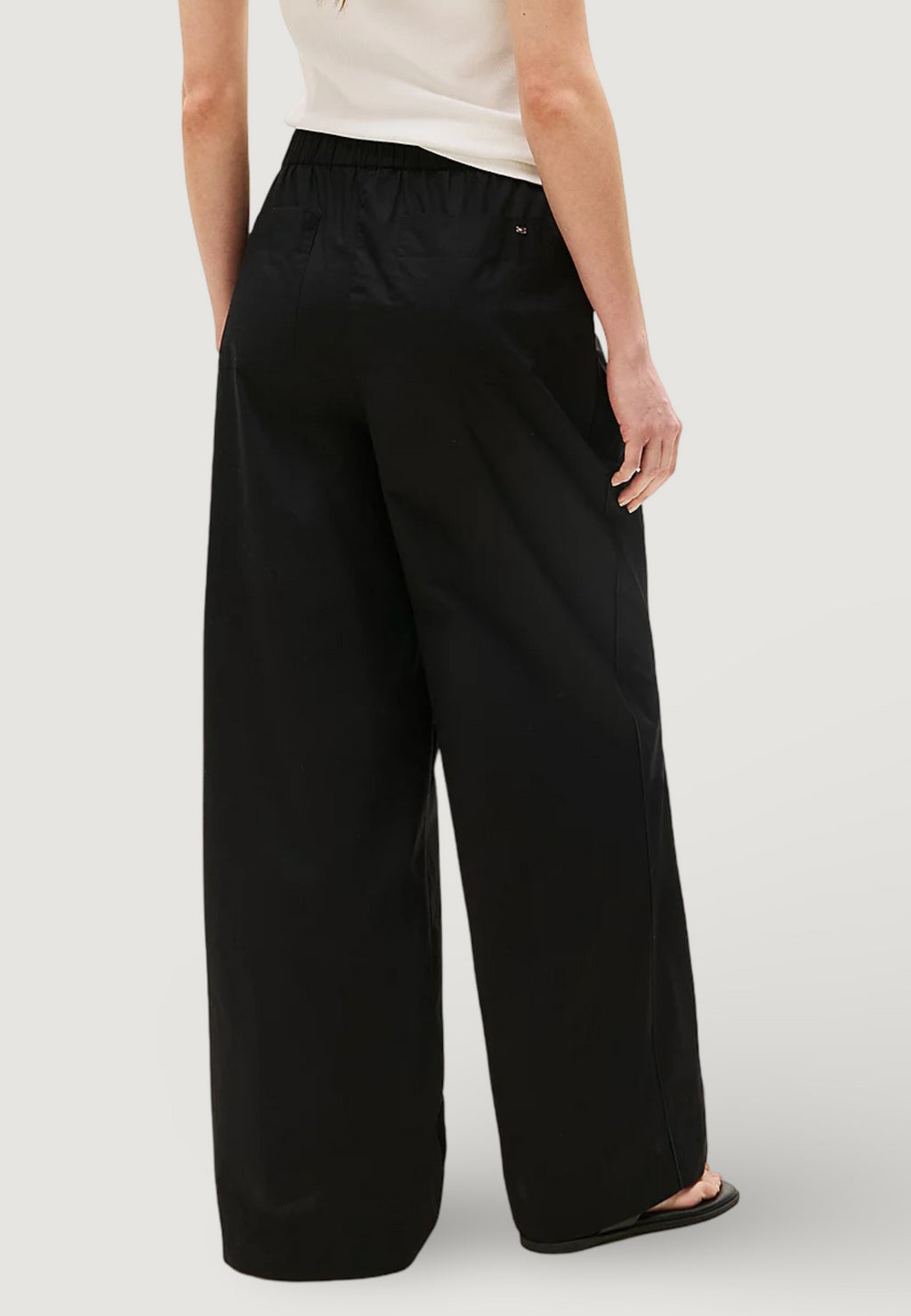 Pantaloni bootcut Tommy Hilfiger POPLIN WIDE LEG PANT